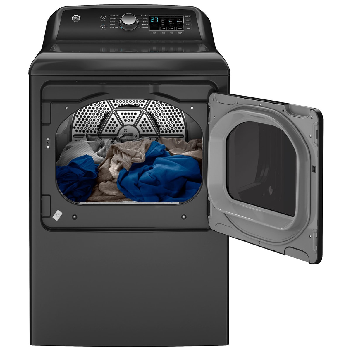 GE 27 in. 7.4 cu. ft. Electric Dryer with Up To 120 ft. Venting, Sanitize Cycle & Sensor Dry - Diamond Gray, , hires
