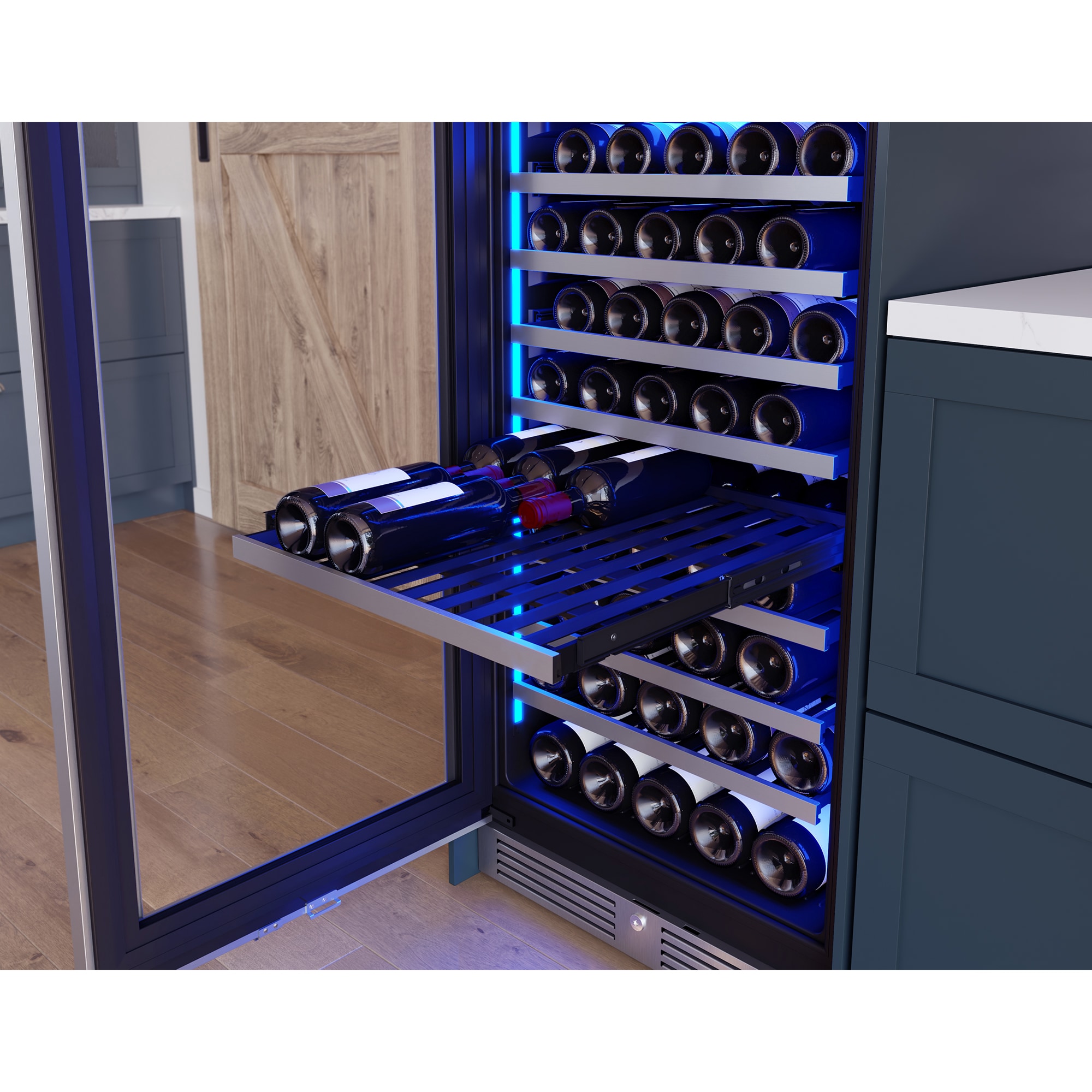 Zephyr Presrv Series 24 in. Wine Cooler with Wood Racks, Dual Temperature Zones & 132 Bottle Capacity - Stainless Steel, , hires
