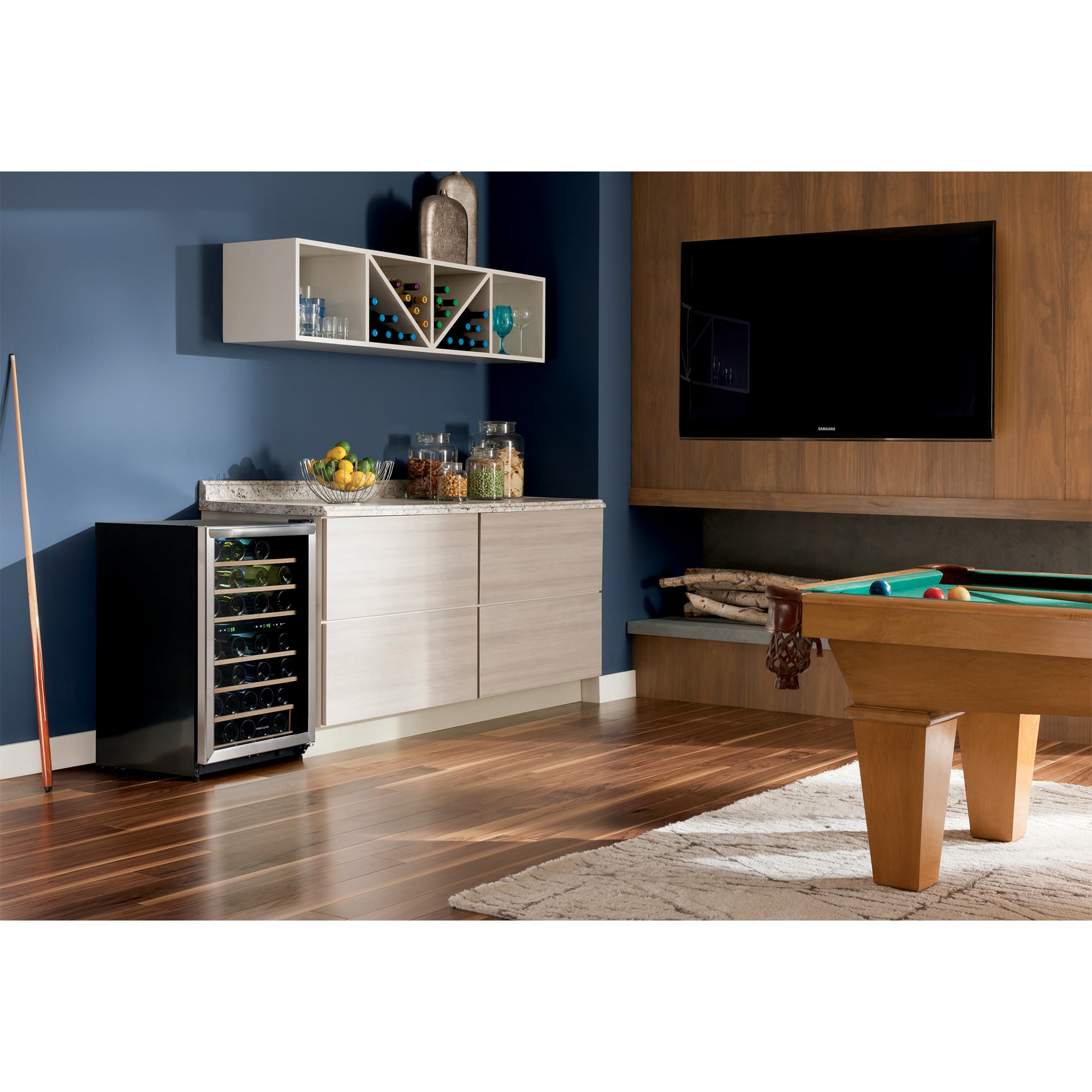 Frigidaire 22 in. Freestanding Wine Cooler with Wood Racks, Dual Temperature Zones & 45 Bottle Capacity - Stainless Steel, , hires