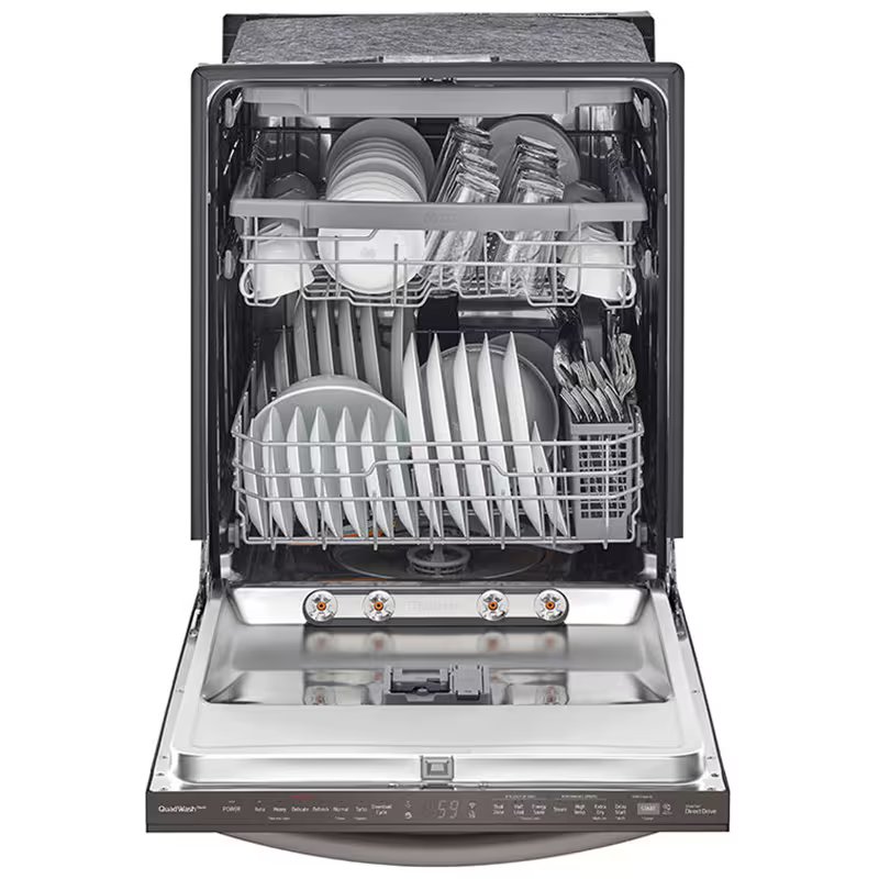 LG 24 in. Top Control Smart Dishwasher with 46 dBa Sound Level & Dynamic Dry - Black Stainless, Black Stainless, hires