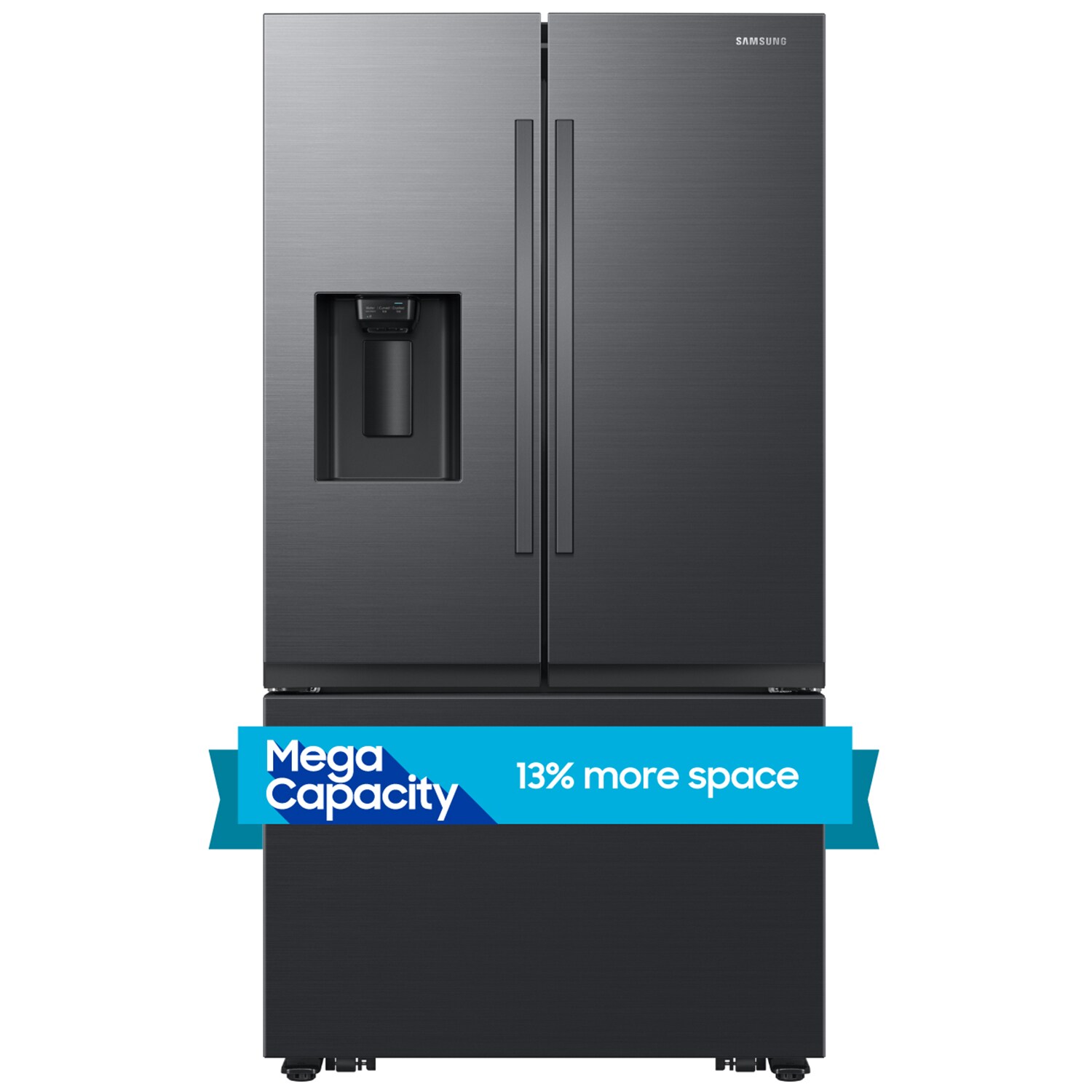 Samsung 36 in. 30.5 cu. ft. Smart French Door Refrigerator with Ice & Water Dispenser - Matte Black Steel, Matte Black Steel, hires
