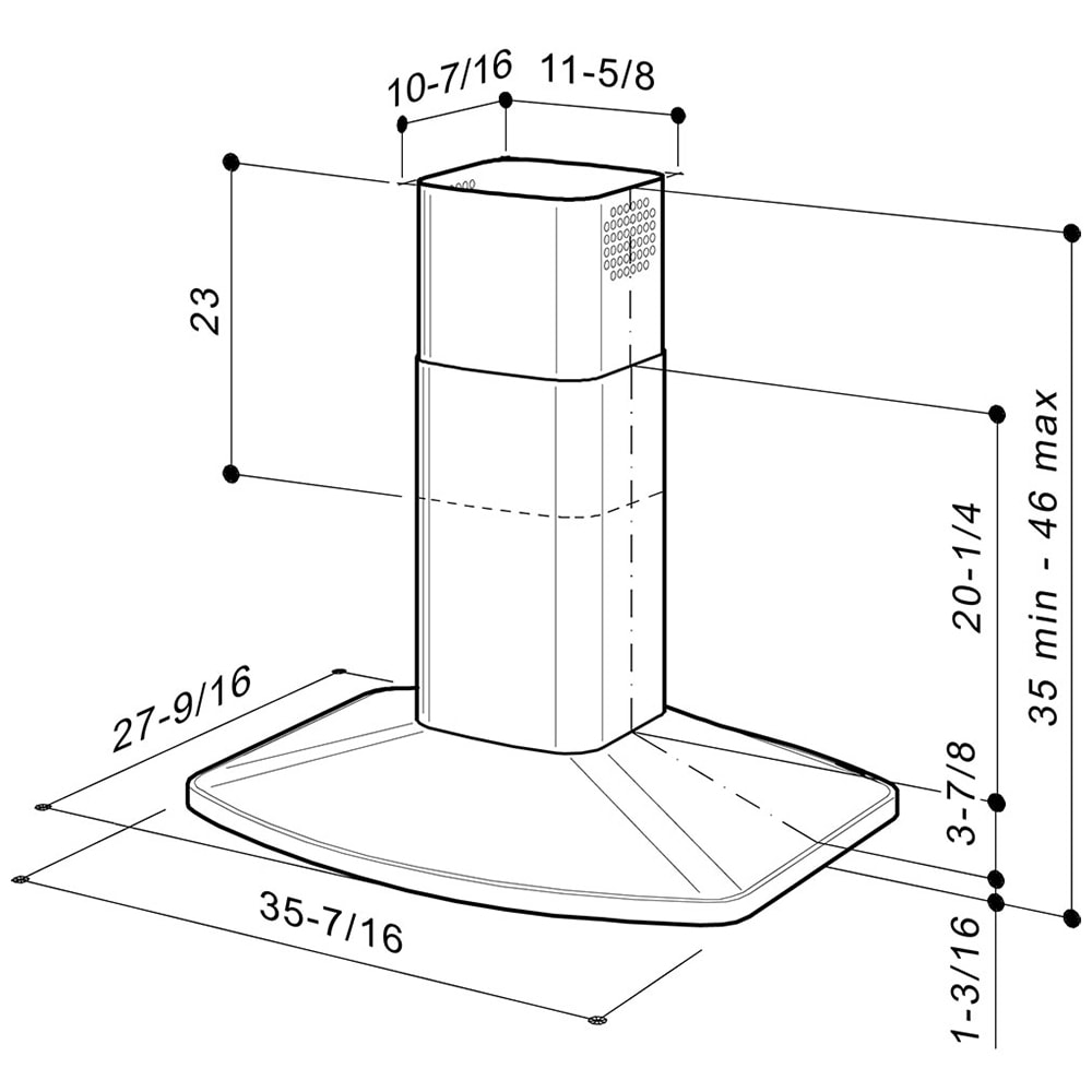 Broan Elite E54000 Series 36 in. Convertible Chimney Style Range Hood with 550 CFM, 3 Fan Speeds & 4 Halogen Lights - Stainless Steel, , hires