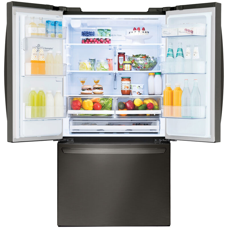 LG 36 in. 27.7 cu. ft. Smart French Door Refrigerator with Ice & Water Dispenser - PrintProof Black Stainless Steel, PrintProof Black Stainless Steel, hires