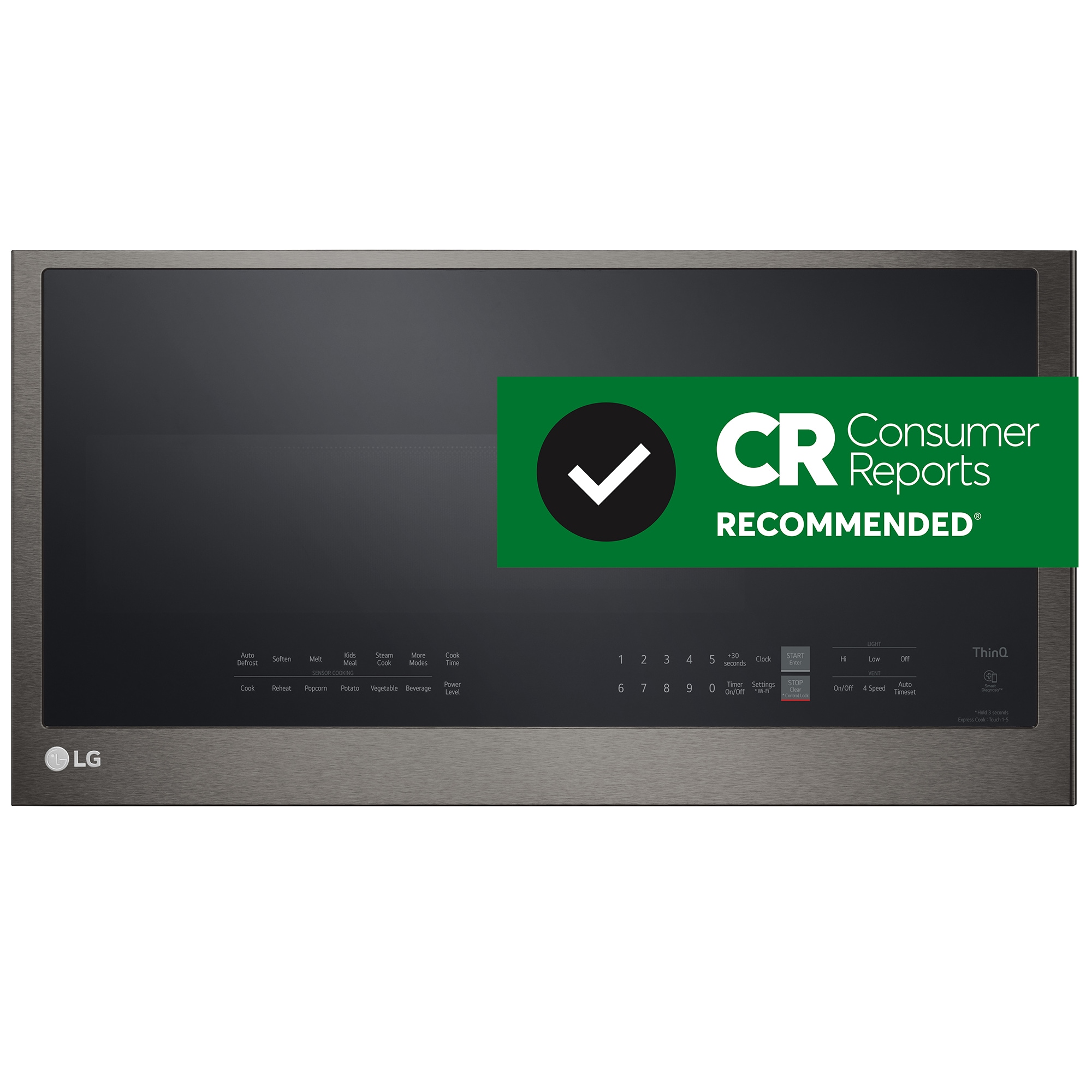 LG 30 in. 2.0 cu. ft. 1050W Smart Over-the-Range Microwave with 400 CFM & Sensor Cooking - PrintProof Black Stainless Steel, PrintProof Black Stainless Steel, hires