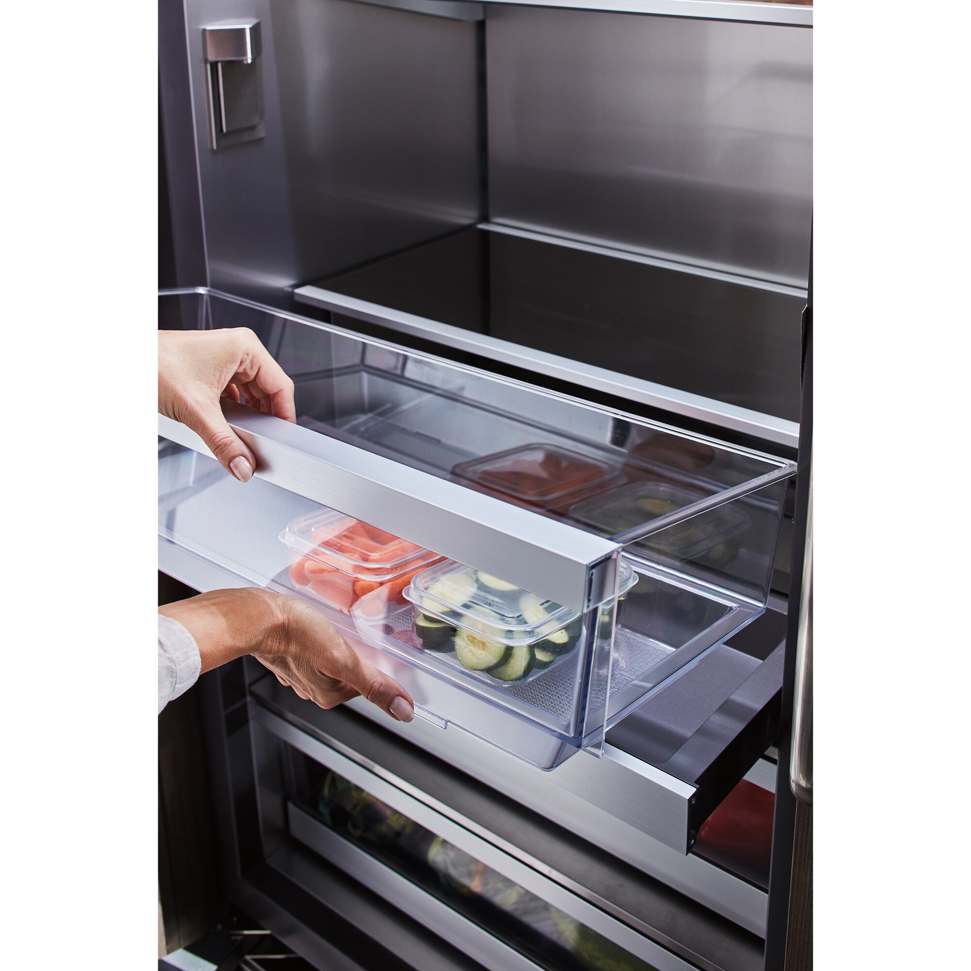 Signature Kitchen Suite 36 in. 19.3 cu. ft. Built-In Smart Counter Depth 4-Door French Door Refrigerator with Internal Water Dispenser - Custom Panel Ready, , hires