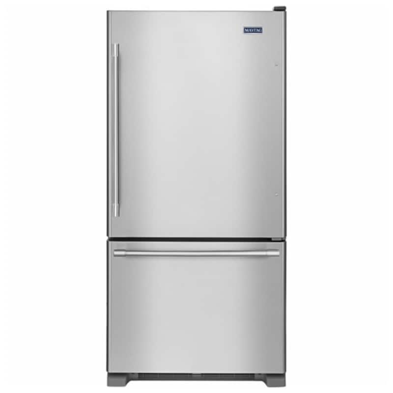 Maytag 30 in. 18.6 cu. ft. Bottom Freezer Refrigerator with Ice Maker - Fingerprint Resistant Stainless Steel, , hires