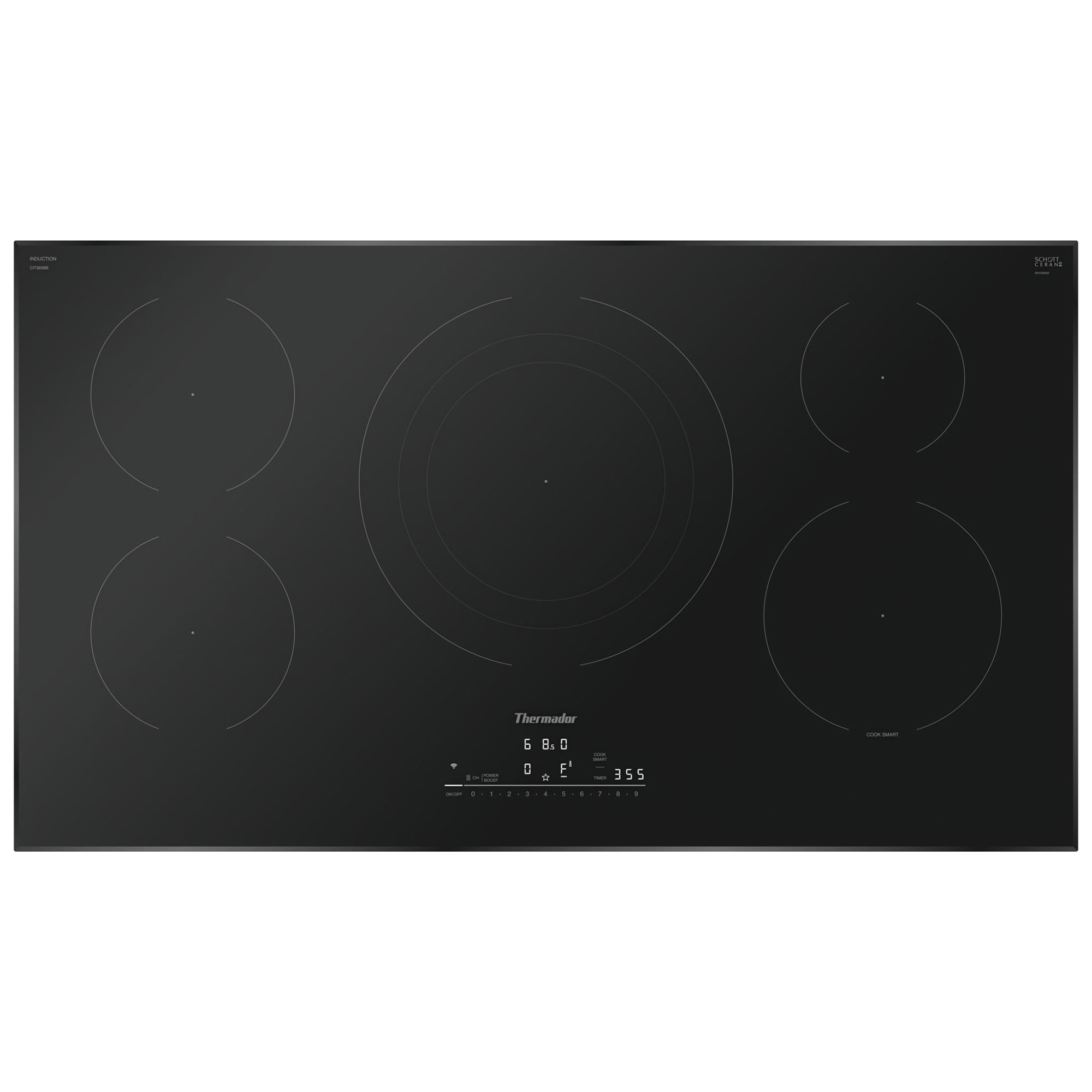 Thermador Masterpiece Series 36 in. 5-Burner Smart Induction Cooktop with Power Burner - Black Glass, , hires