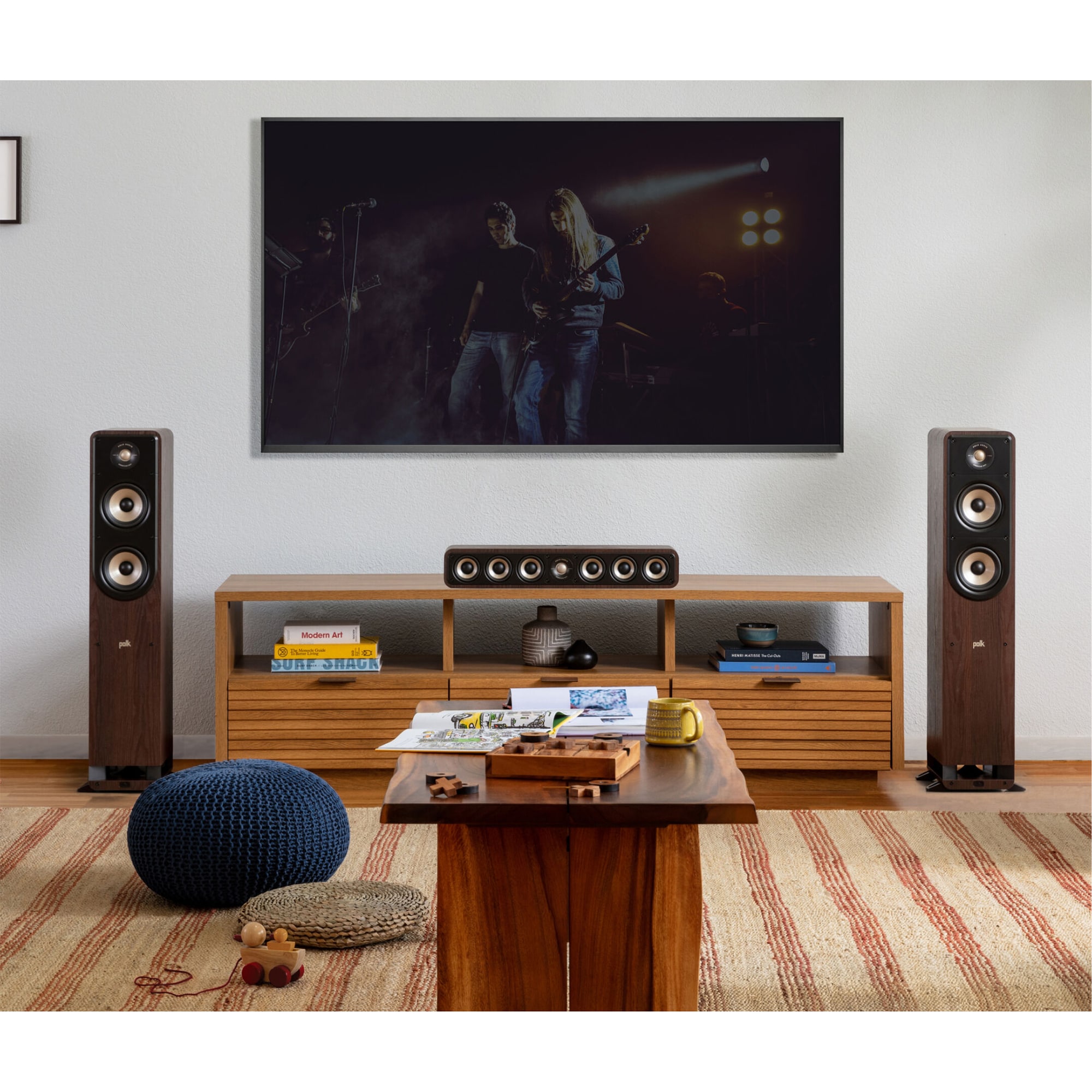 Polk Signature Elite ES50 High-Quality Compact Floor-Standing Tower Speaker - Brown, Brown, hires