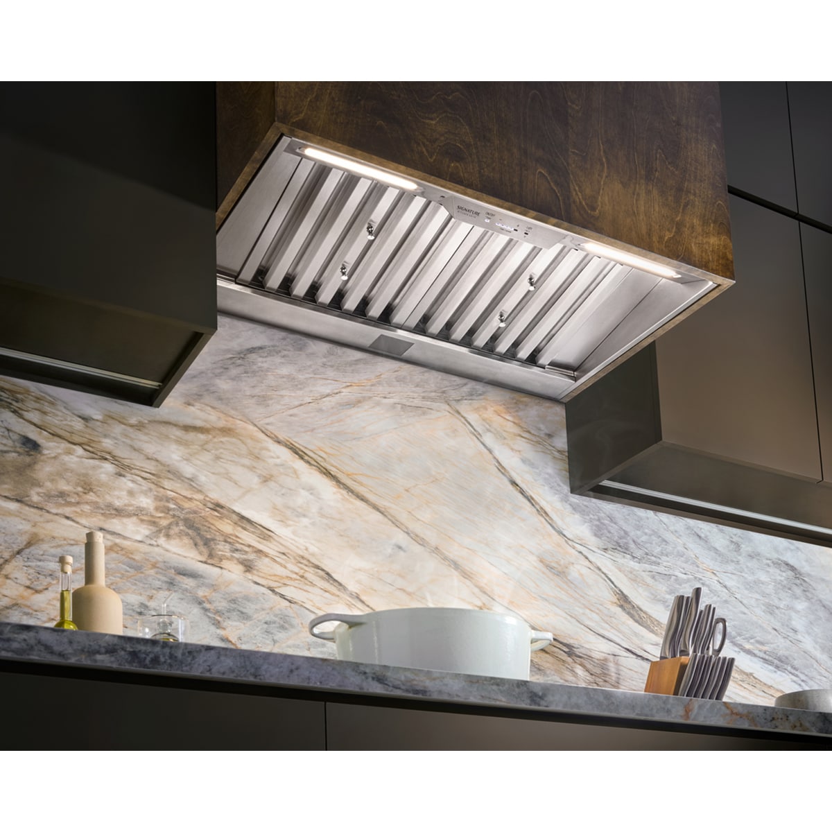 Signature Kitchen Suite 36 in. Smart Ducted Standard Style Range Hood with 600 CFM , 5 Fan Speeds & 2 LED Lights - Stainless Steel, , hires