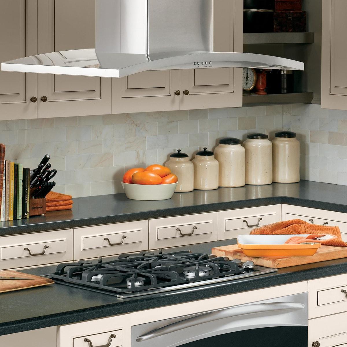 GE 36 in. Chimney Style Range Hood with 4 Speed Settings, 430 CFM & 2 LED Lights - Stainless Steel, , hires