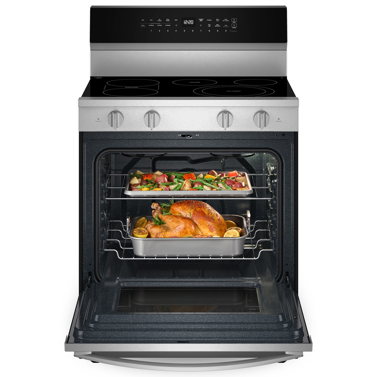 Whirlpool 30 in. 5.3 cu. ft. Smart Air Fry True European Convection Electric Range with Radiant Burners - Fingerprint Resistant Stainless, Fingerprint Resistant Stainless, hires