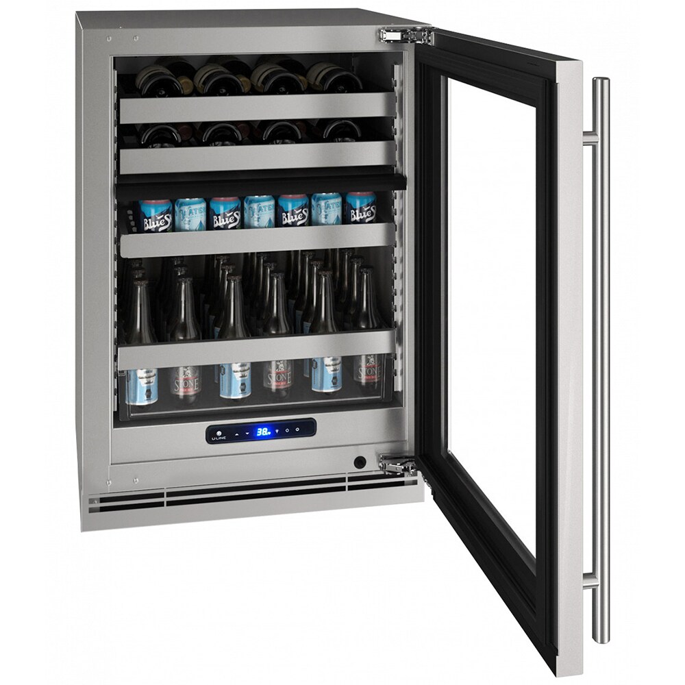 U-Line 5 Class Series 24 in. 5.1 cu. ft. Built-In/Freestanding Beverage Center with Dual Zones & Digital Control - Stainless Steel, , hires