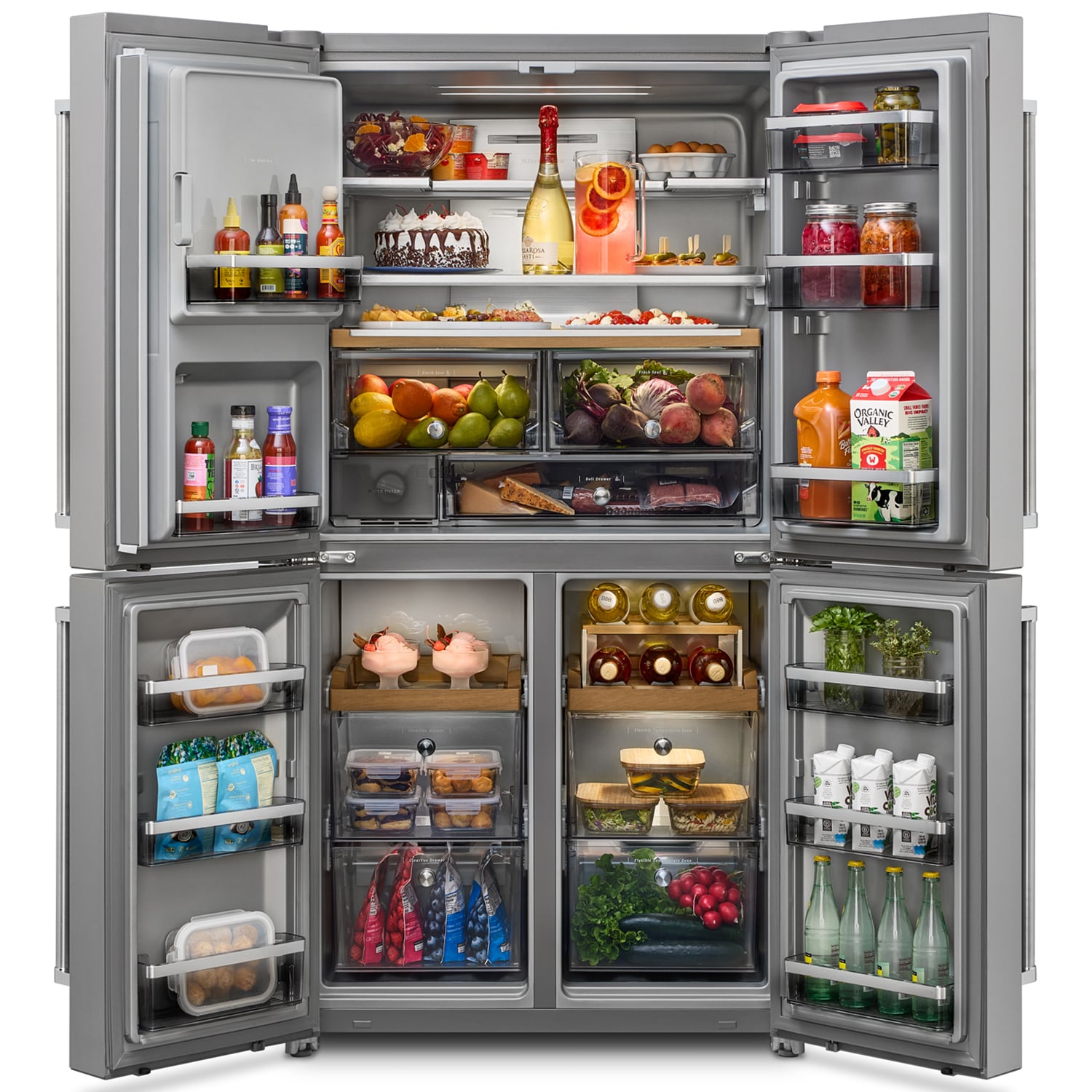 KitchenAid 36 in. 19.1 cu. ft. Counter Depth 4-Door French Door Refrigerator with Ice & Water Dispenser - Fingerprint Resistant Stainless, , hires