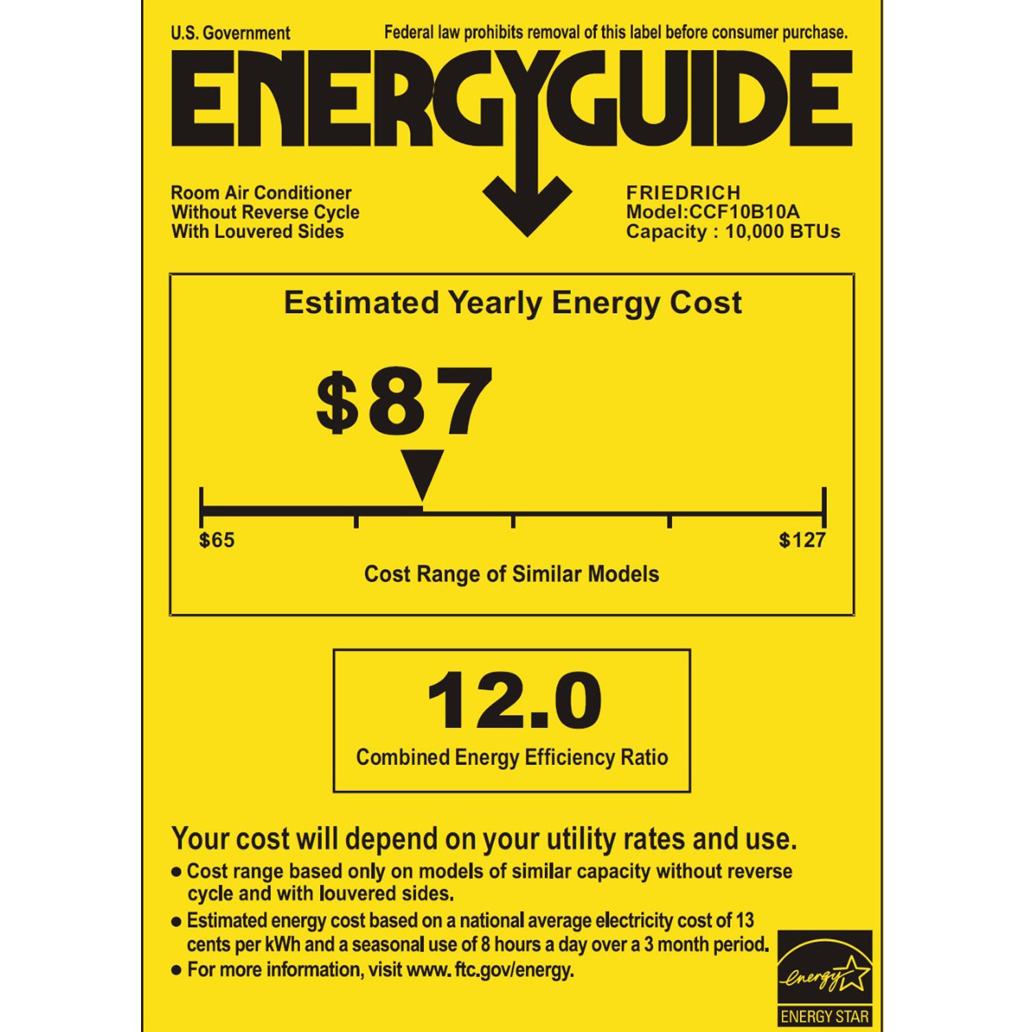 Friedrich Chill Premier Series 10,000 BTU 115V Smart Window Air Conditioner with 3 Fan Speeds, Remote Control - White, , hires