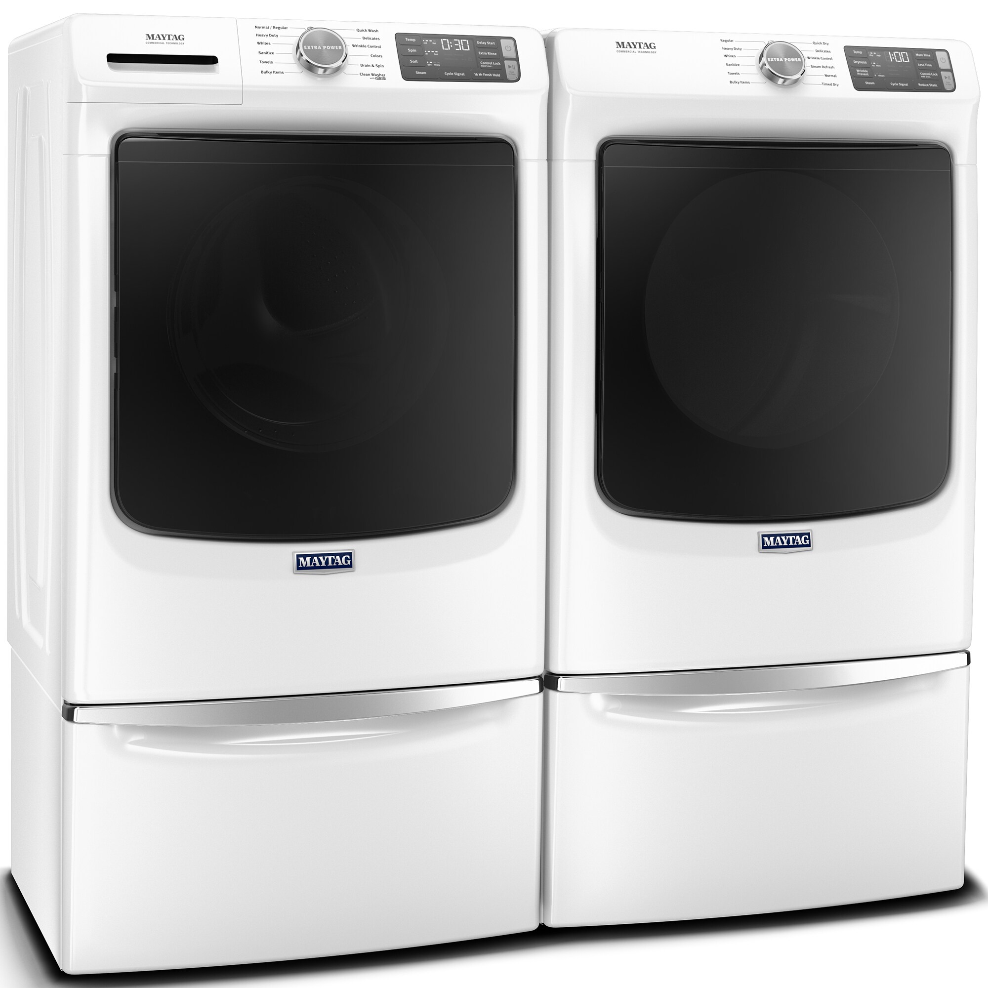 Maytag 27 in. 7.3 cu. ft. Stackable Gas Dryer with Extra Power, Sanitize, Steam & Quick Dry Cycle - White, White, hires