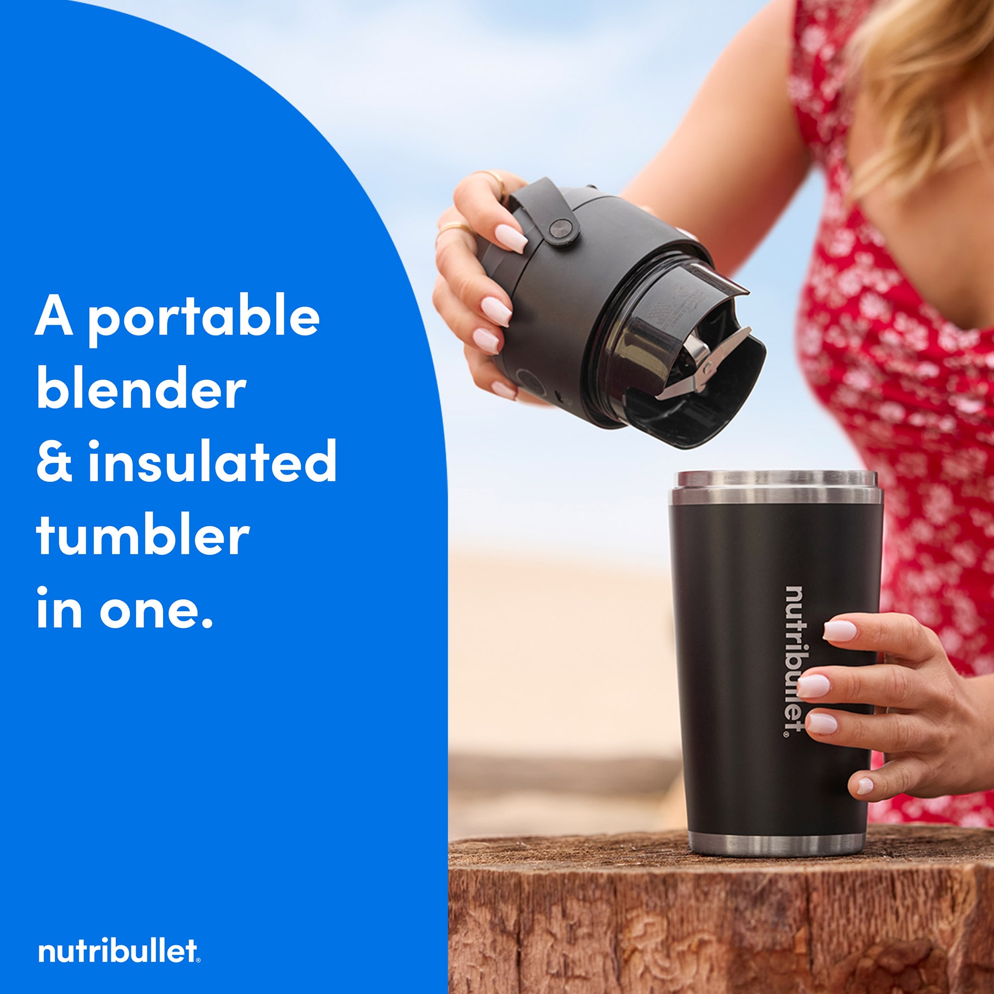Nutribullet Flip Single Speed Cordless Insulated Portable Blender - Black, , hires