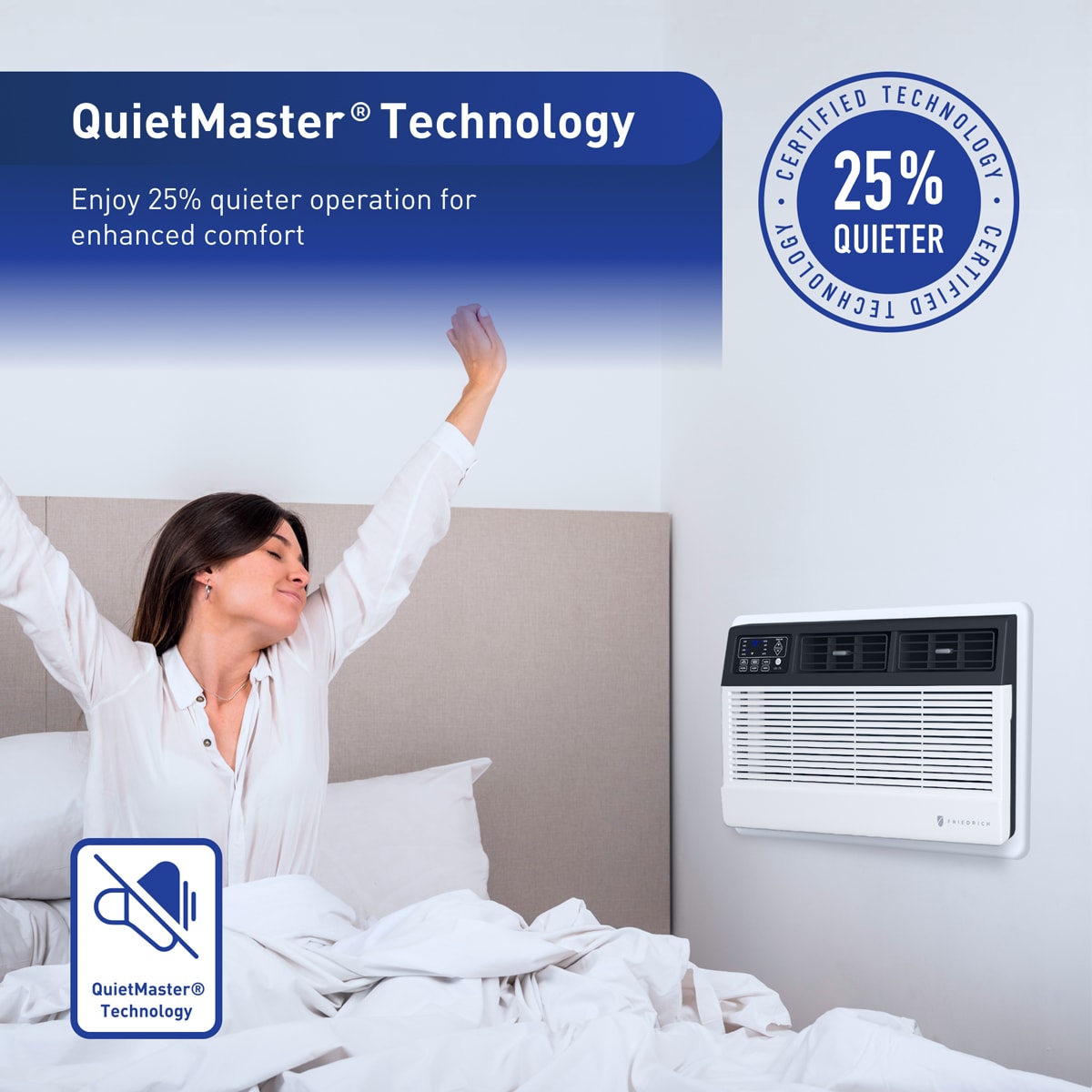 Friedrich Uni-Fit Series 14,000 BTU 230V Smart Through-the-Wall Air Conditioner with Electric Heat, 3 Fan Speeds, Remote Control - White, , hires