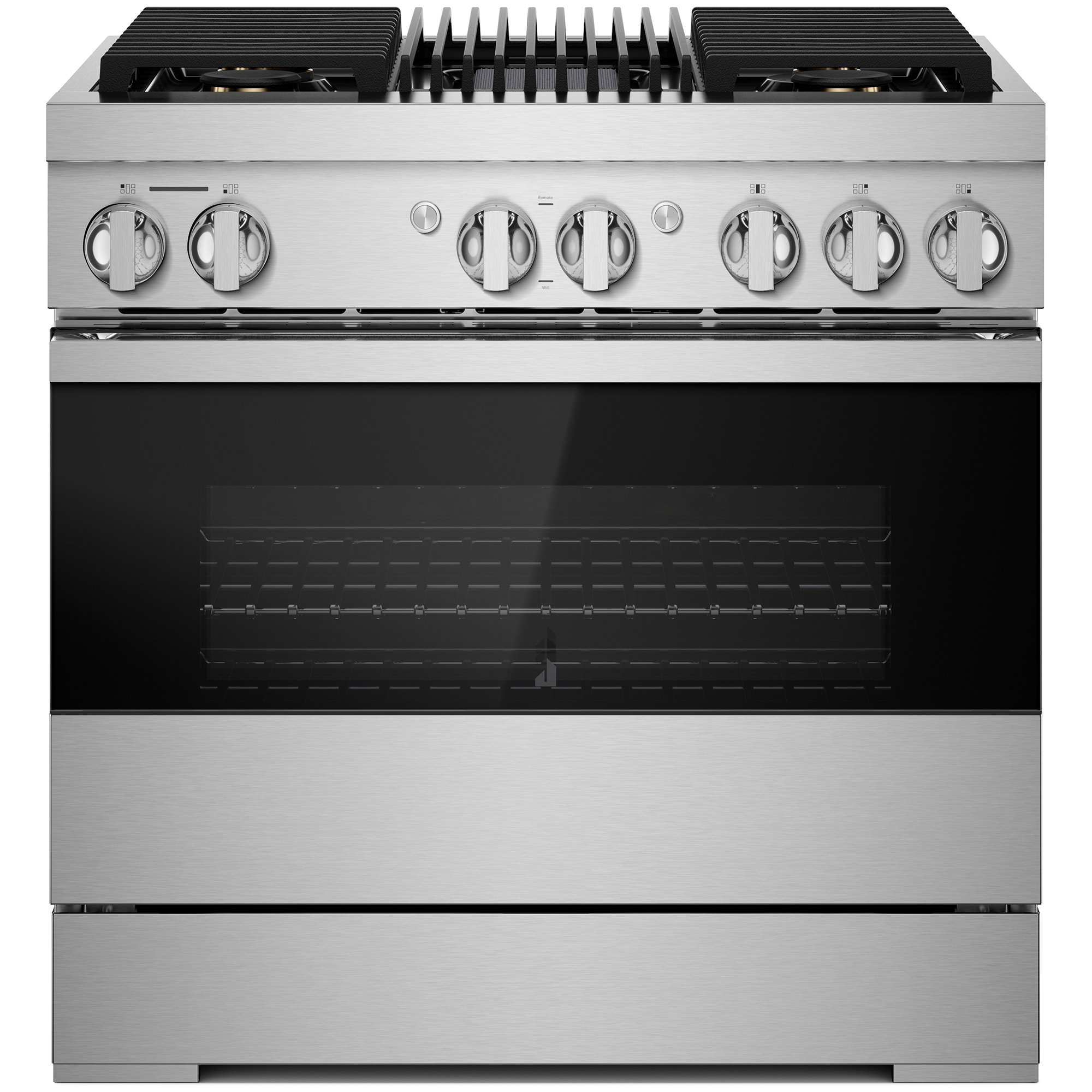 JennAir Noir Series 36 in. 5.1 cu. ft. Smart True European Convection Dual Fuel Range with 4 Sealed Burners & Grill - Stainless Steel, , hires
