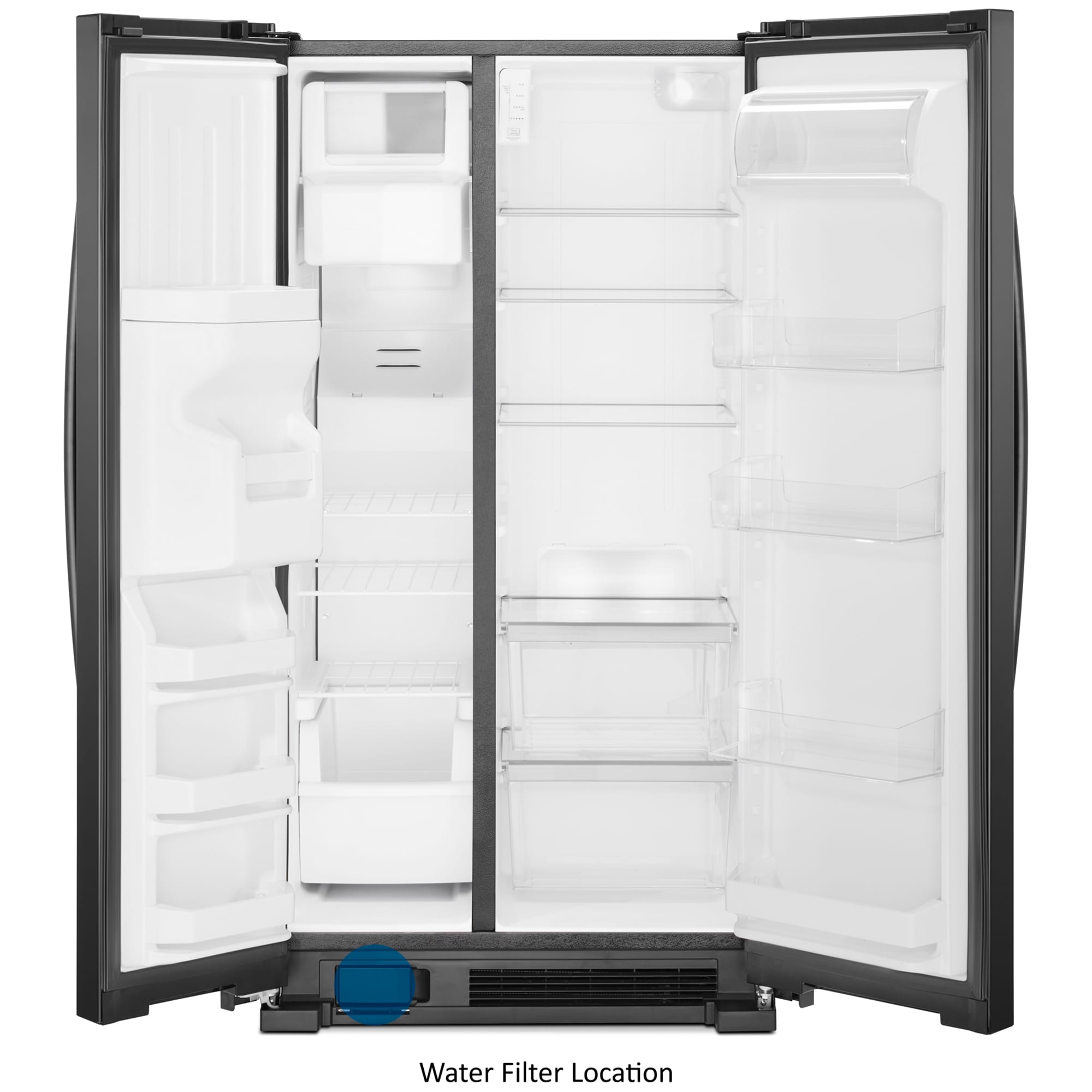 Whirlpool 33 in. 21.4 cu. ft. Side by Side Refrigerator with Ice & Water Dispenser - Black, Black, hires