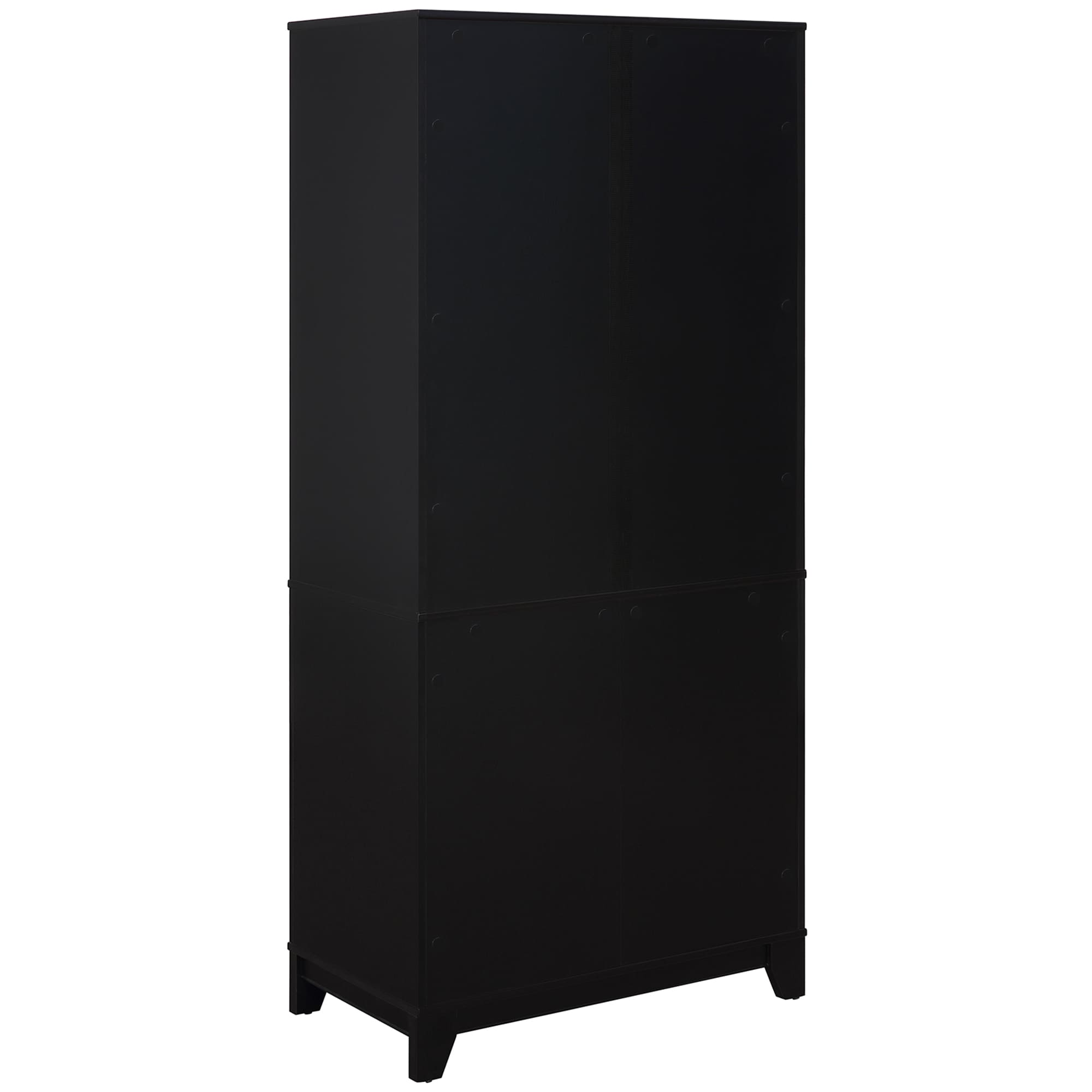 Manhattan Comfort Sheridan Modern Cane Bookcase with Adjustable Shelves - Black, , hires