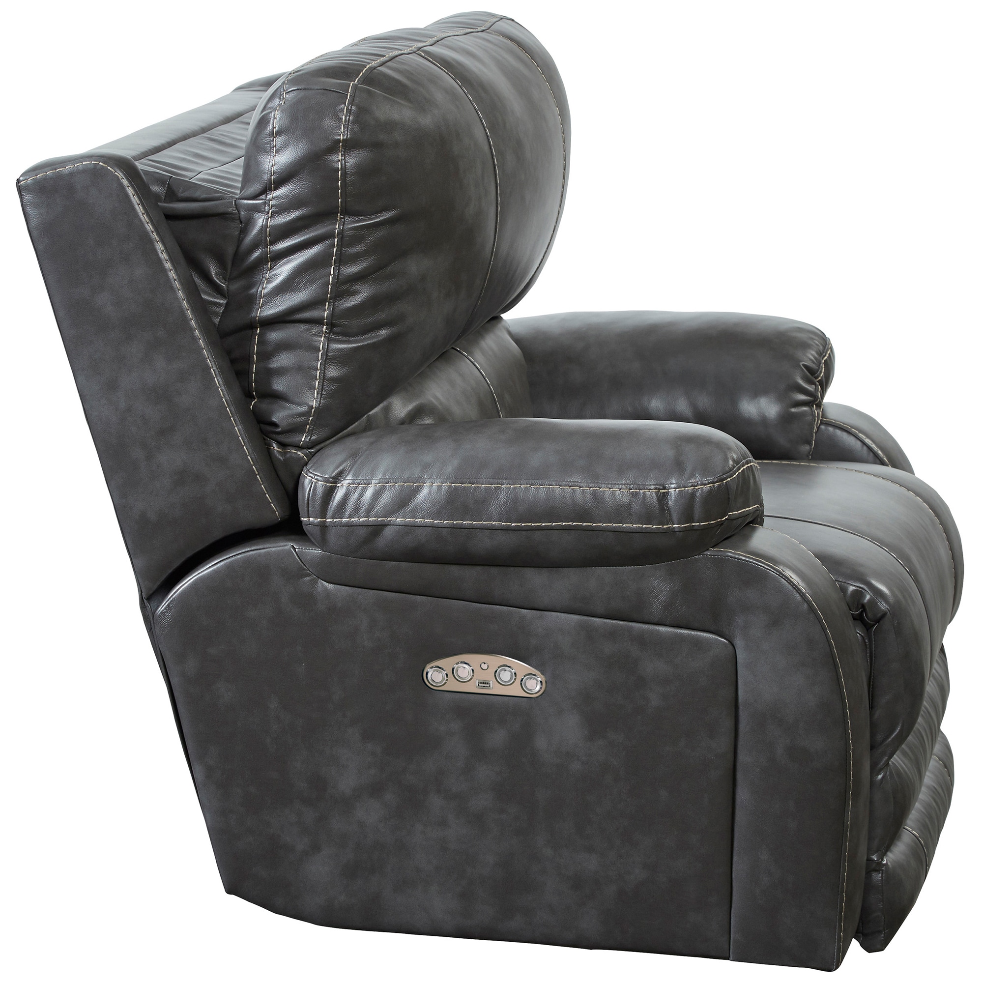 Catnapper Thornton Power Lay Flat Recliner with Power Headrest - Steel, Steel, hires