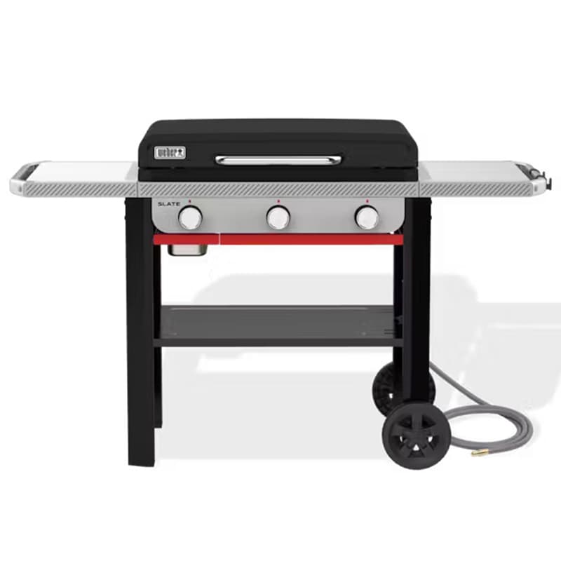 Weber Slate 28 in. 3-Burner Natural Gas Flat Top Griddle with Side Tables & 504 sq. in. Cooking Surface - Black, , hires