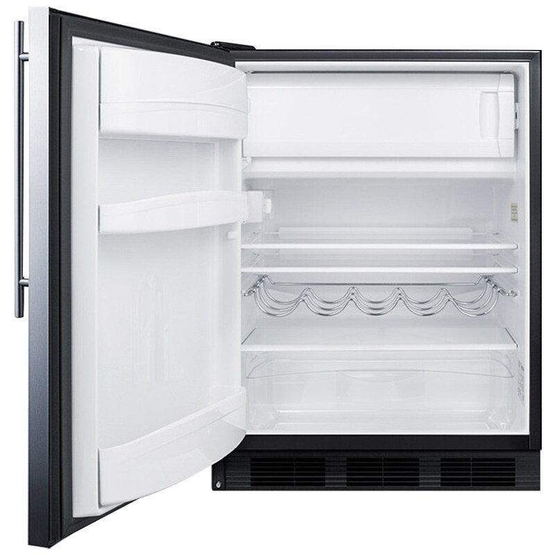 Summit 24 in. 5.1 cu. ft. Left-Hinged Undercounter Refrigerator - Stainless Steel with Black Cabinet, , hires