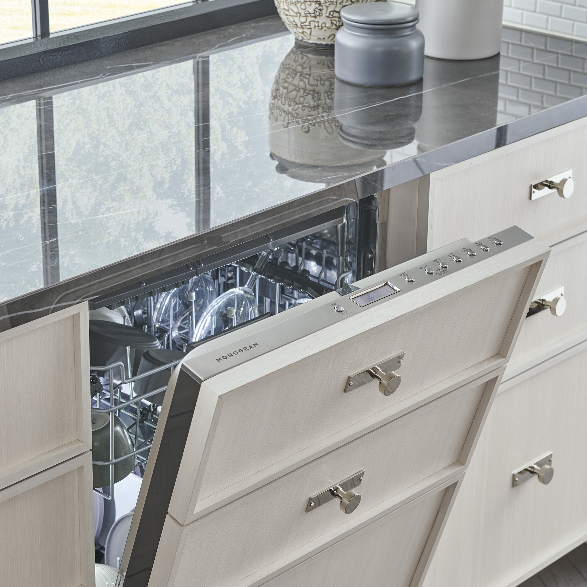 Monogram 24 in. Top Control Flush-Mount Smart Dishwasher with 39 dBa Sound Level, 3rd-Rack & Max Dry system - Custom Panel Ready, , hires