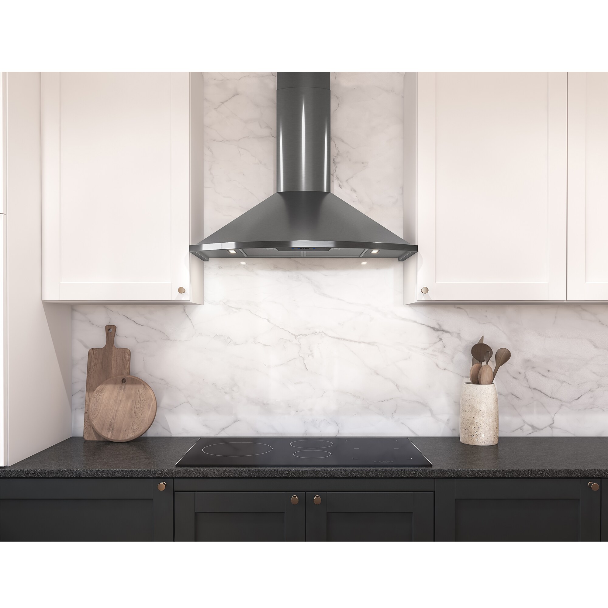 Zephyr 30 in. Convertible Chimney Style Range Hood with 600 CFM, 5 Fan Speeds & 2 LED Lights - Black Stainless, , hires