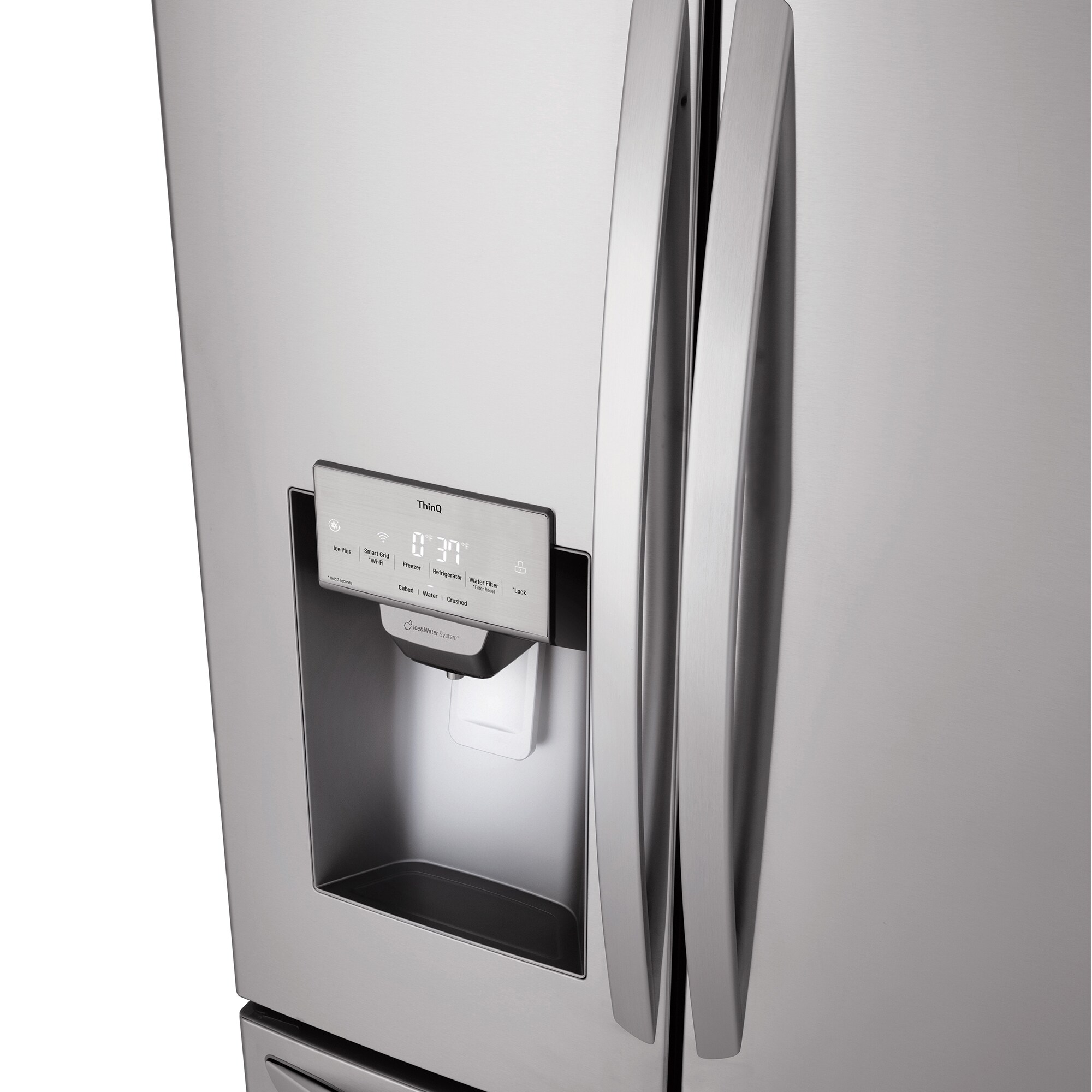 LG 36 in. 27.7 cu. ft. Smart French Door Refrigerator with Ice & Water Dispenser - PrintProof Stainless Steel, PrintProof Stainless Steel, hires