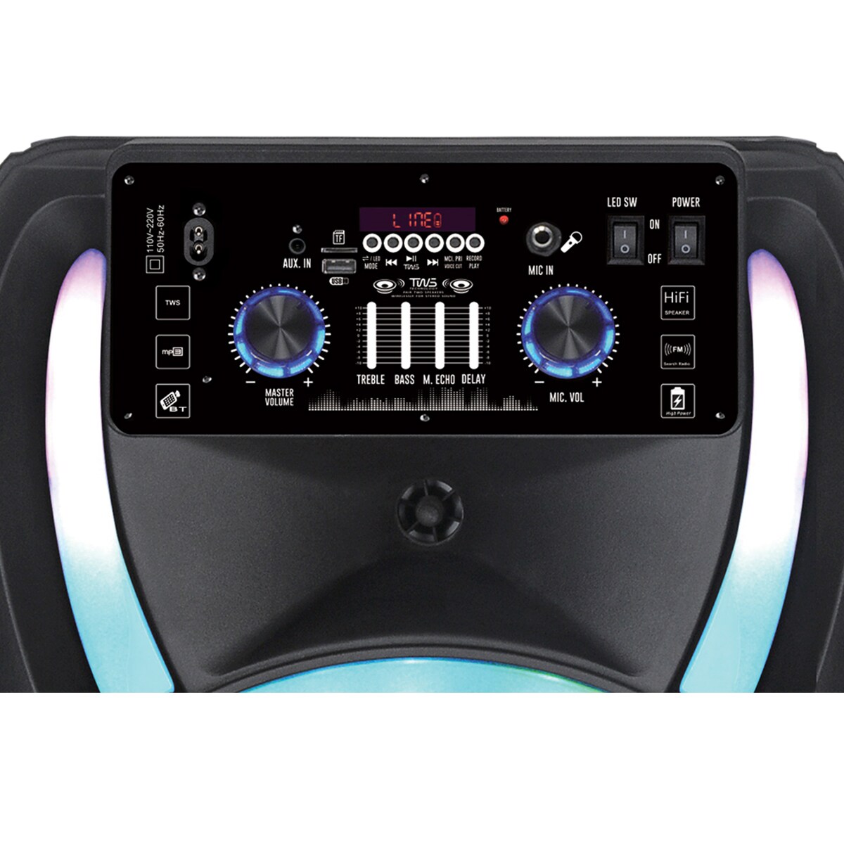 QFX Dual 15 Bluetooth Rechargeable Party PA Speaker with Two Wireless Mics & Remote - Black, , hires