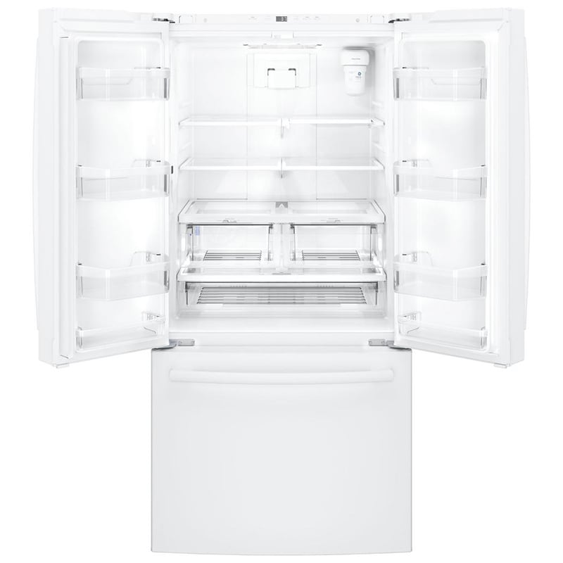 GE 33 in. 18.6 cu. ft. Counter Depth French Door Refrigerator with Internal Water Dispenser - White, White, hires