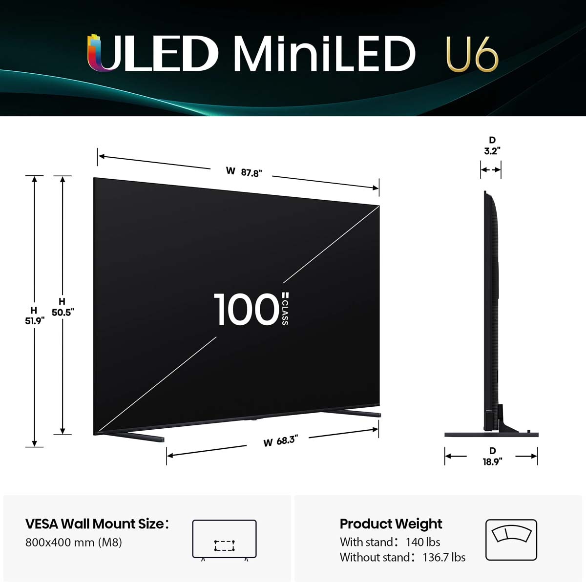 Hisense - 100" Class U6 Series ULED Mini-LED 4K UHD Smart Fire TV, , hires