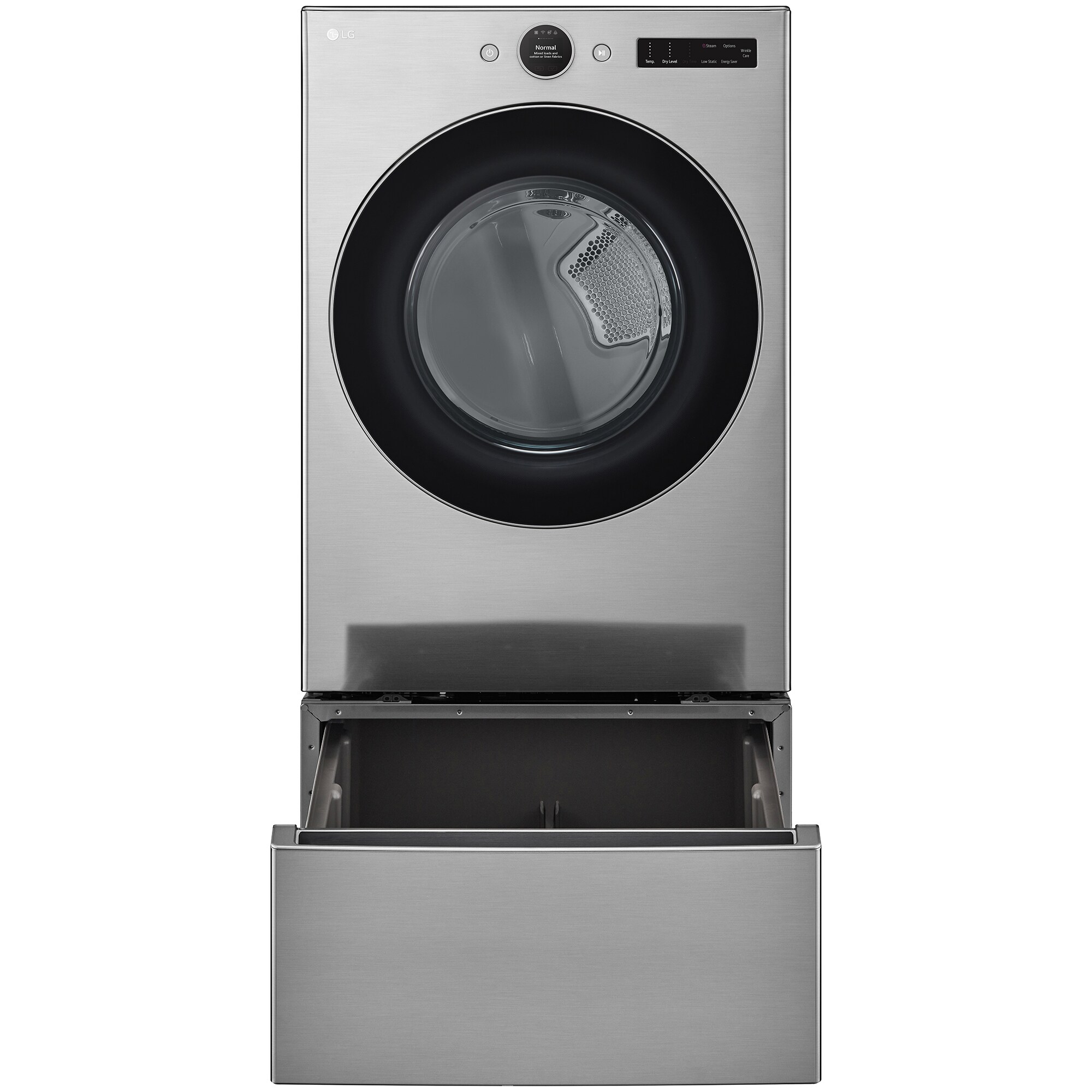 LG 27 in. 7.4 cu. ft. Smart Stackable Electric Dryer with AI Sensor Dry, Turbo Steam, Sanitize & Steam Cycle - Graphite Steel, Graphite Steel, hires