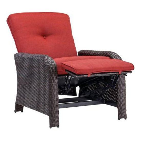 Hanover Strathmere Patio Furniture Reclining Lounge Chair - Red, , hires
