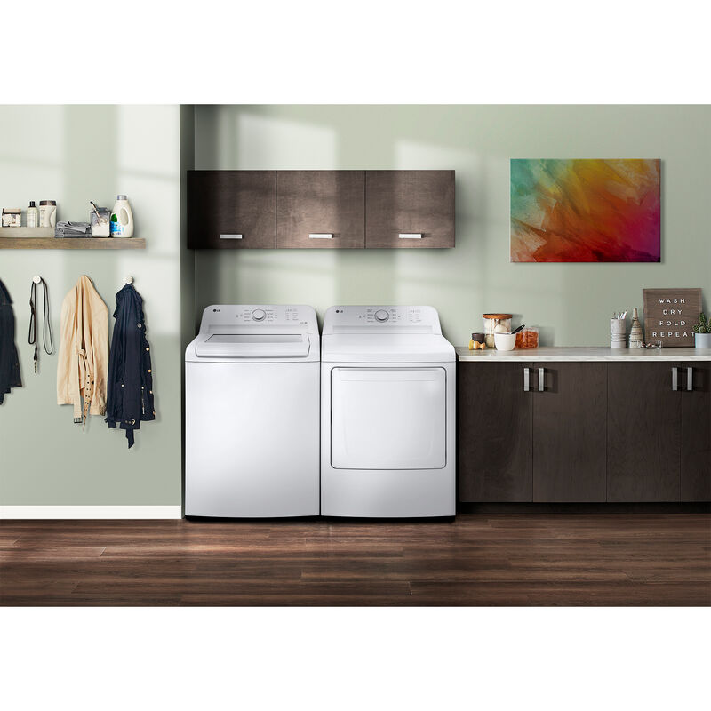LG 27 in. 7.3 cu. ft. Electric Dryer with FlowSense Duct Clogging Indicator, LoDecibel Quiet Operation & Sensor Dry - White, White, hires