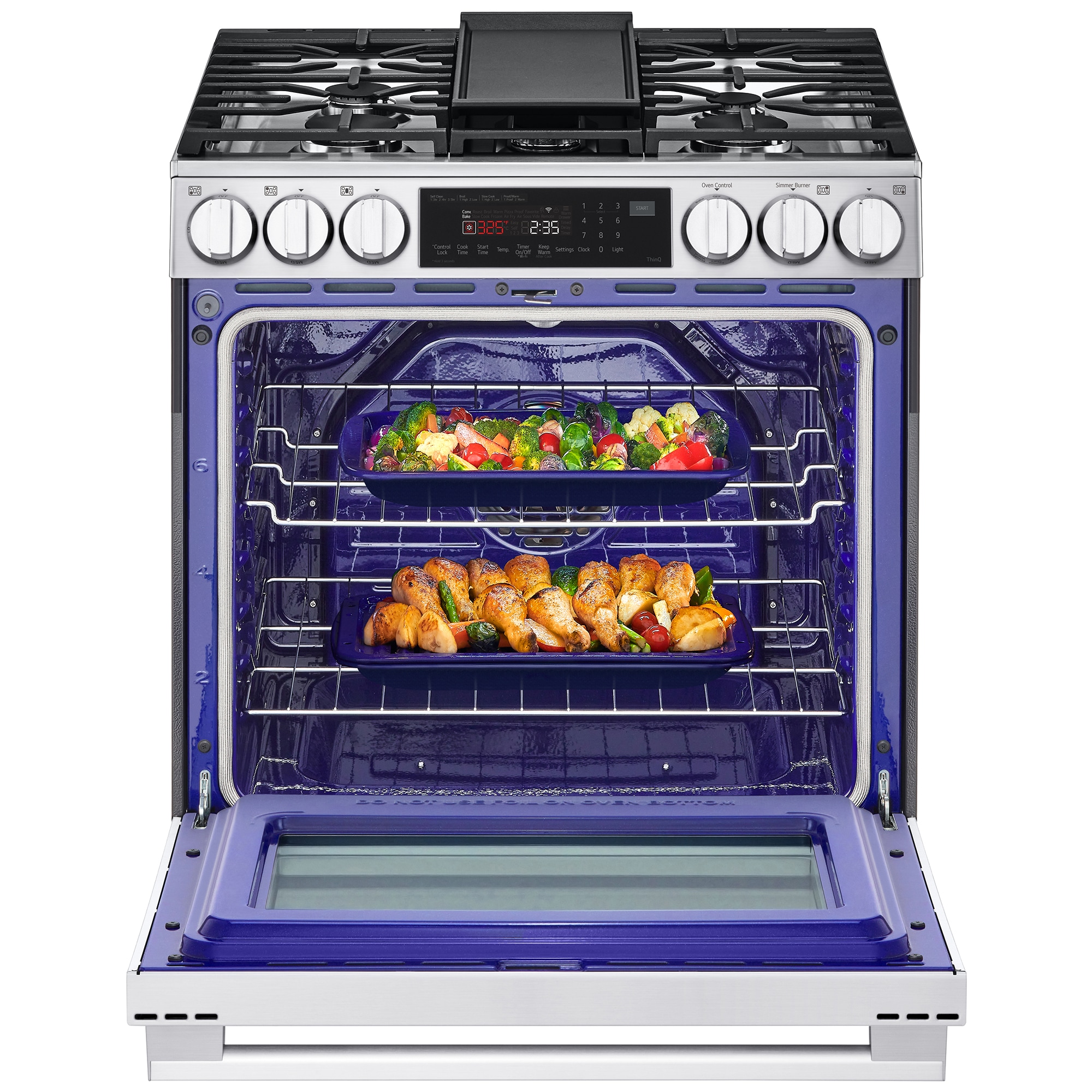 LG 30 in. 6.3 cu. ft. Smart Air Fry True European Convection Slide-In Gas Range with 5 Sealed Burners & Griddle - PrintProof Stainless Steel, , hires