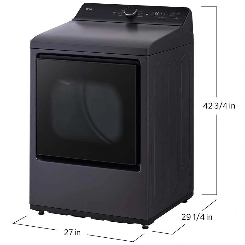 LG 27 in. 7.3 cu. ft. Smart Electric Dryer with EasyLoad Door & AI Sensor Dry - Matte Black, Matte Black, hires