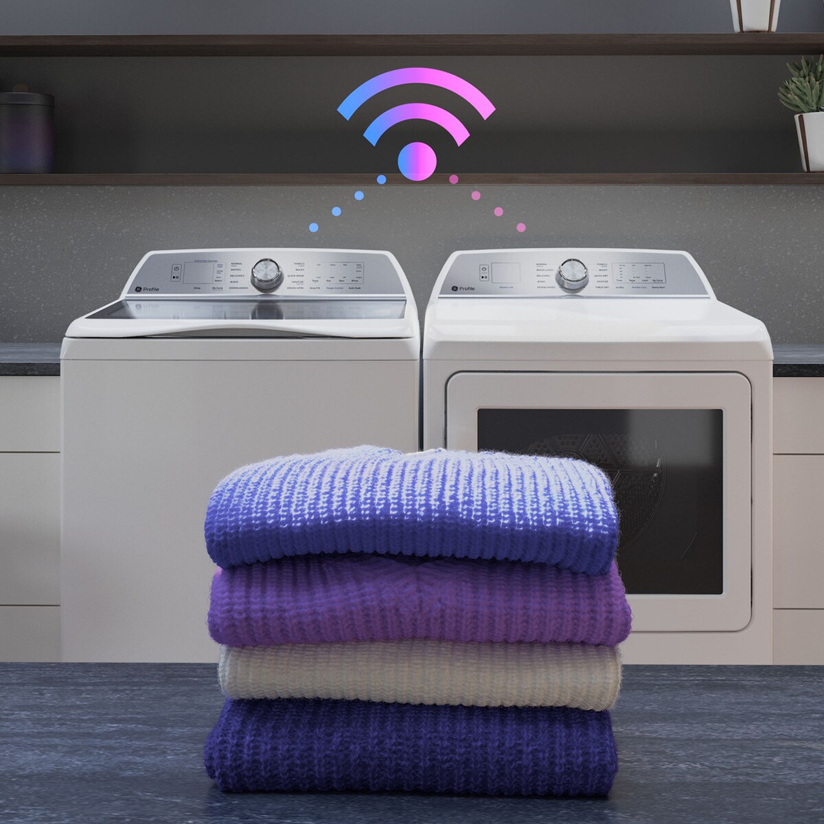 GE Profile 27 in. 7.4 cu. ft. Smart Gas Dryer with Aluminized Alloy Drum, Sanitize Cycle & Sensor Dry - White, White, hires