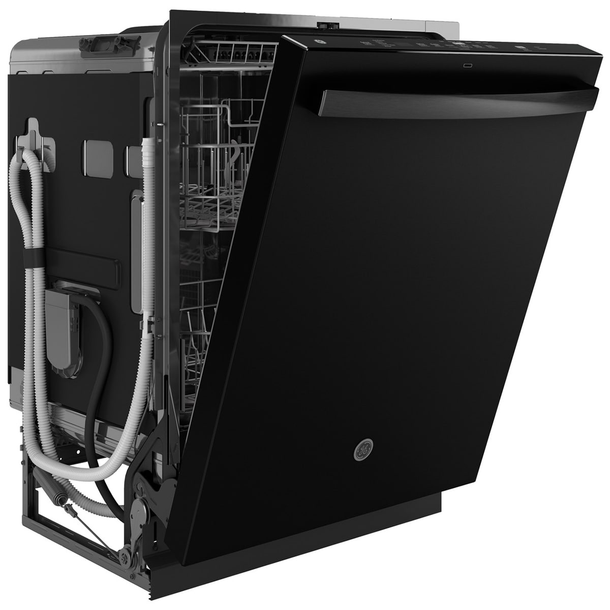 GE 24 in. Top Control Flush-Mount Dishwasher with 45 dBa Sound Level, 3rd-Rack & Dry Boost - Black Slate, Black Slate, hires