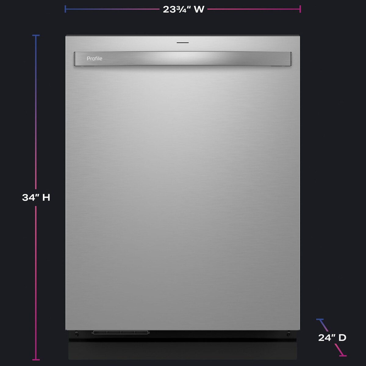 GE Profile 24 in. Top Control Flush-Mount Smart Dishwasher with 39 dBa Sound Level, 3rd-Rack & Twin Turbo Dry Boost - Fingerprint Resistant Stainless, , hires