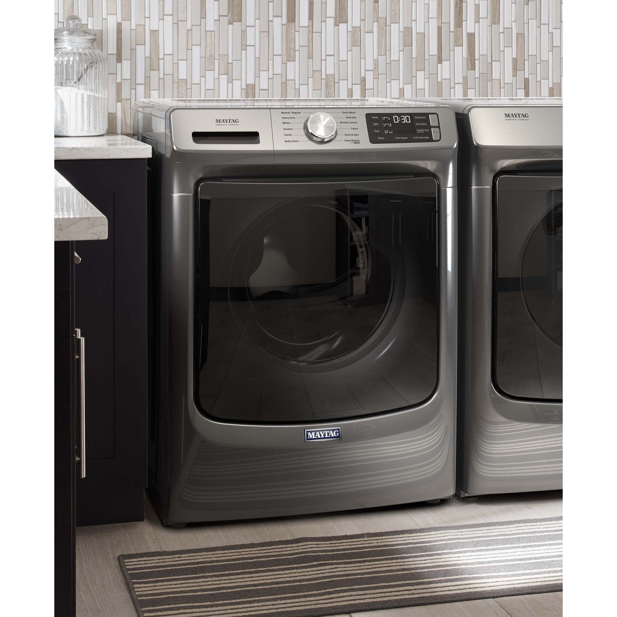 Maytag 27 in. 4.8. cu. ft. Stackable Front Load Washer with Extra Power and 16-Hr Fresh Hold Option - Metallic Slate, Metallic Slate, hires