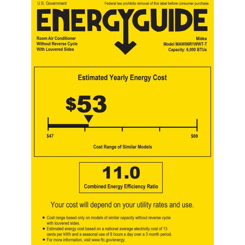 Midea 6,000 BTU 115V Window Air Conditioner with 3 Fan Speeds, Sleep Mode & Remote Control - White, , hires