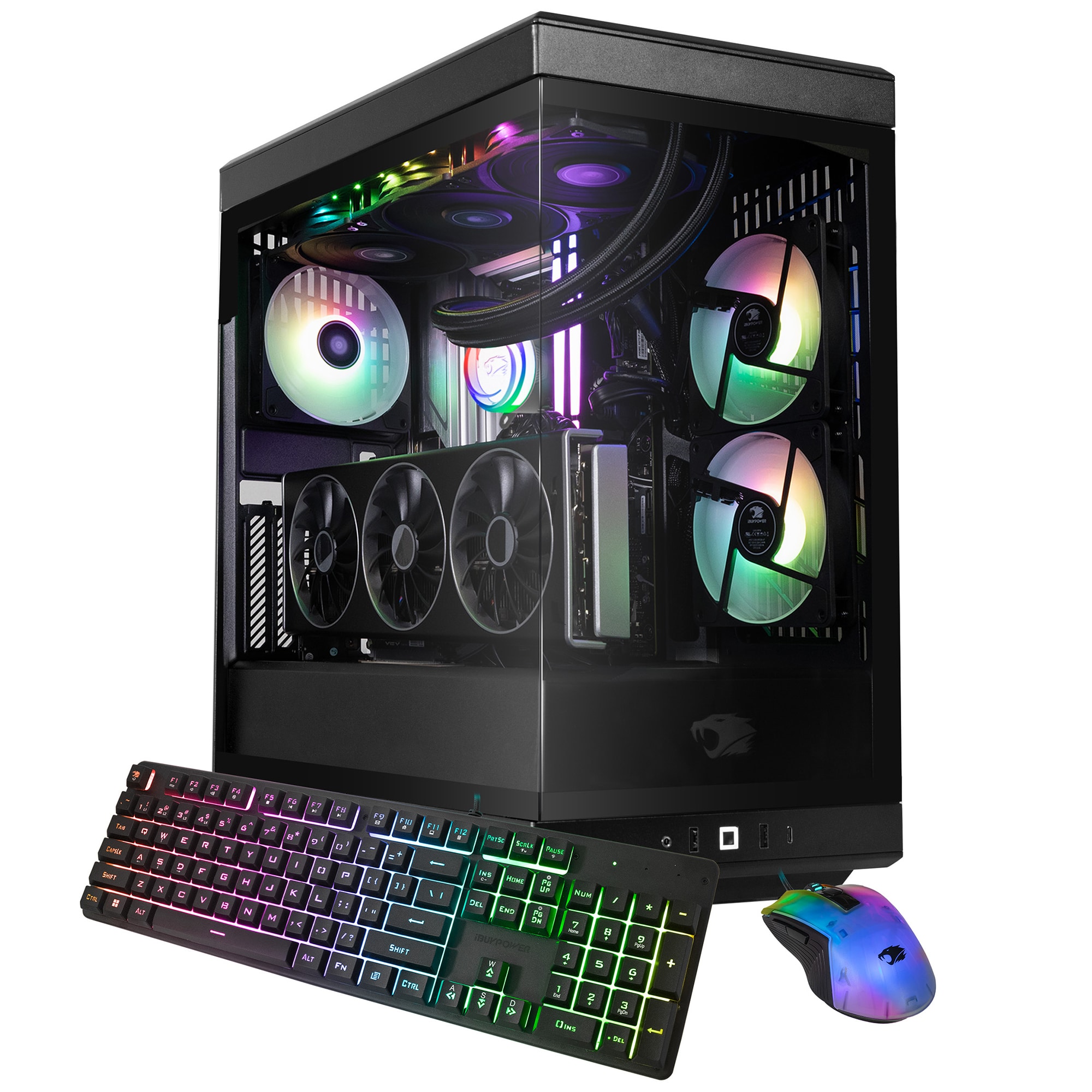 iBUYPOWER Y40 Gaming Desktop with AMD Ryzen 7 9800X3D, 4.7 GHz, 8-Core CPU, AMD Radeon RX 9070XT, 16GB VRAM GPU, 32 GB RAM, 2 TB SSD & Windows 11 Home - Black, , hires