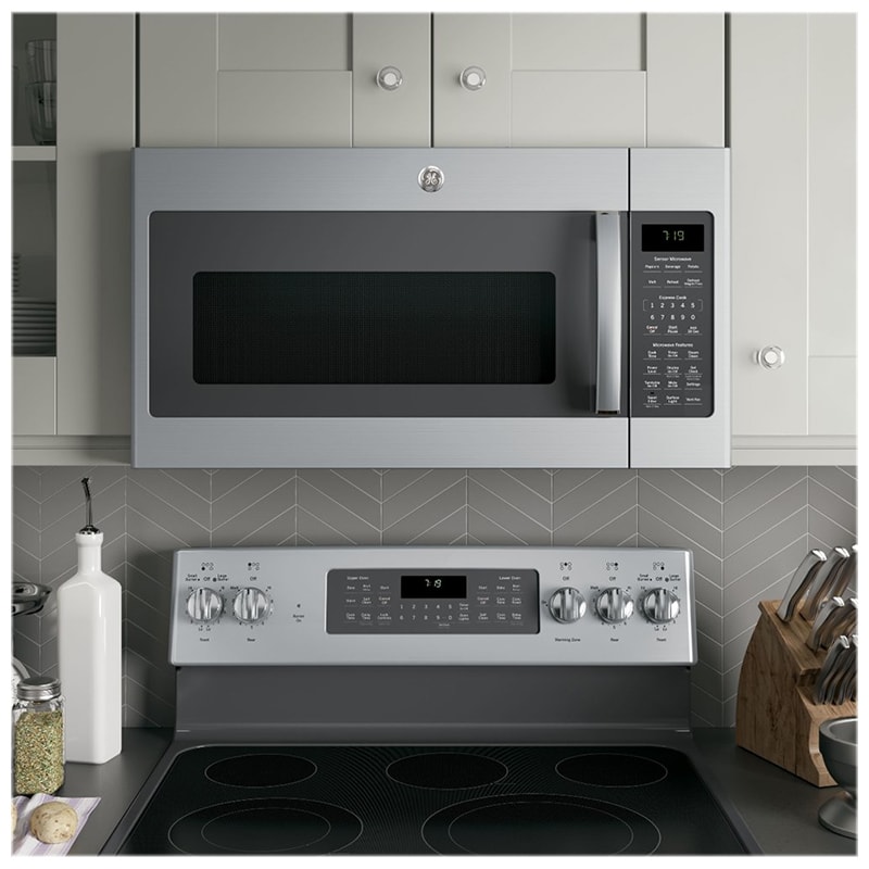 GE 30 in. 1.9 cu. ft. 1000W Over-the-Range Microwave with 400 CFM & Sensor Cooking - Stainless Steel, Stainless Steel, hires