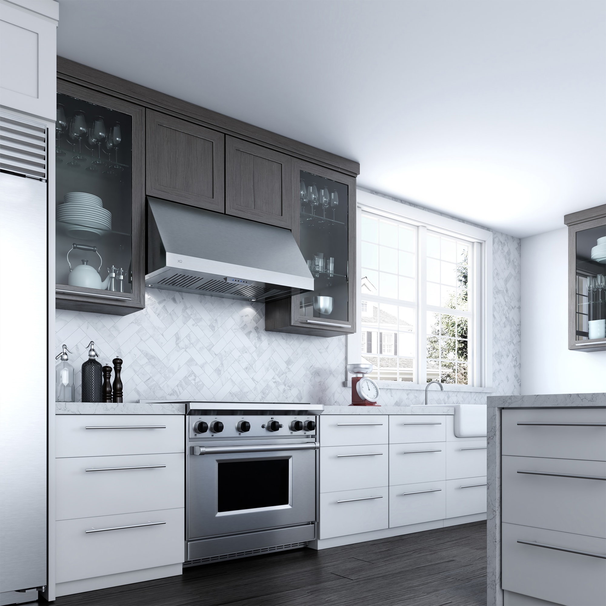 XO 36 in. Convertible Canopy Pro Style Style Range Hood with 600 CFM, 3 Fan Speeds & 2 LED Lights - Stainless Steel, , hires