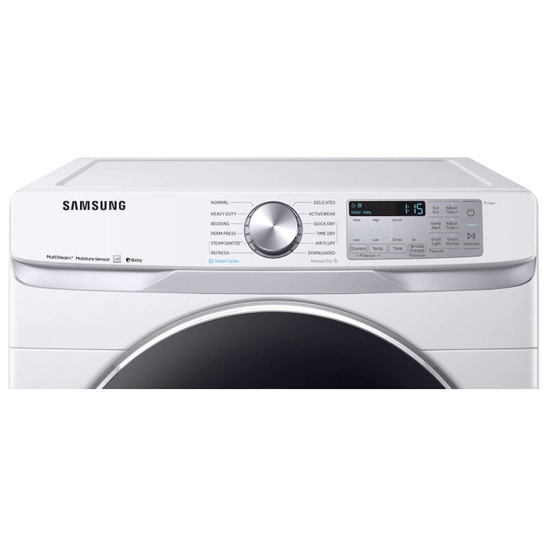 Samsung 27 in. 7.5 cu. ft. Smart Stackable Gas Dryer with Sanitize+, Steam Cycle & Sensor Dry - White, White, hires
