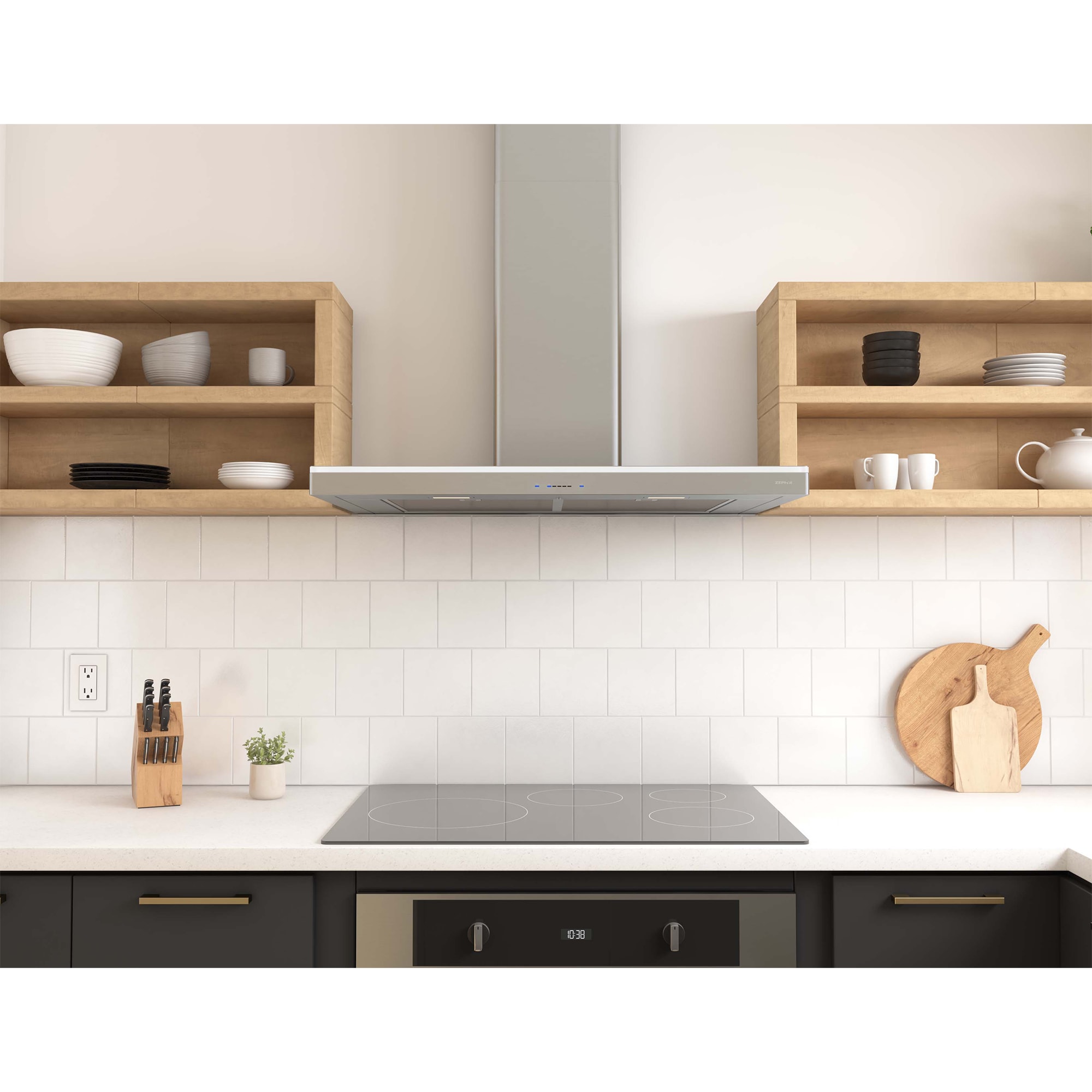 Zephyr Luce Series 36 in. Convertible Chimney Style Range Hood with 600 CFM, 5 Fan Speeds & 2 LED Lights - Stainless Steel, , hires