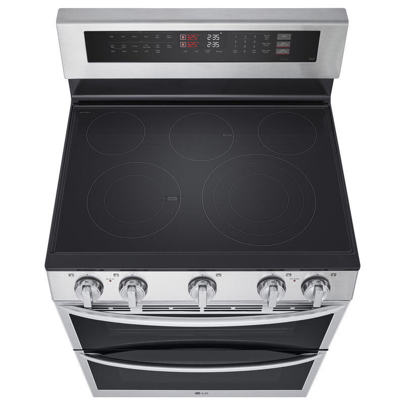 LG 30 in. 7.3 cu. ft. Smart Air Fry True European Convection Double Oven Electric Range with Radiant Burners - Stainless Steel, , hires