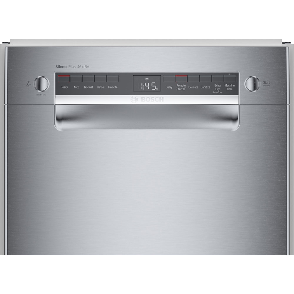 Bosch 300 Series 18 in. Smart Built-In Dishwasher with Front Control, 46 dBA Sound Level, 10 Place Settings, 5 Wash Cycles & Sanitize Cycle - Stainless Steel, , hires